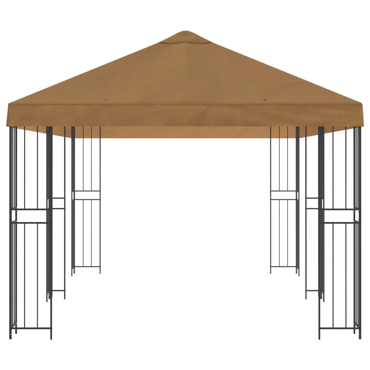 Paviljong med sidevegger 6 x 3 m Beige Polyester og stål 190