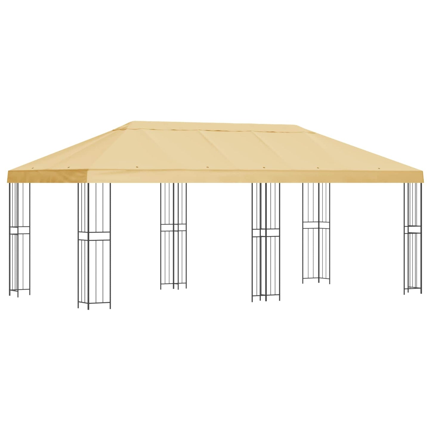 Paviljong med sidevegger 6 x 3 m Krem Polyester og stål 190