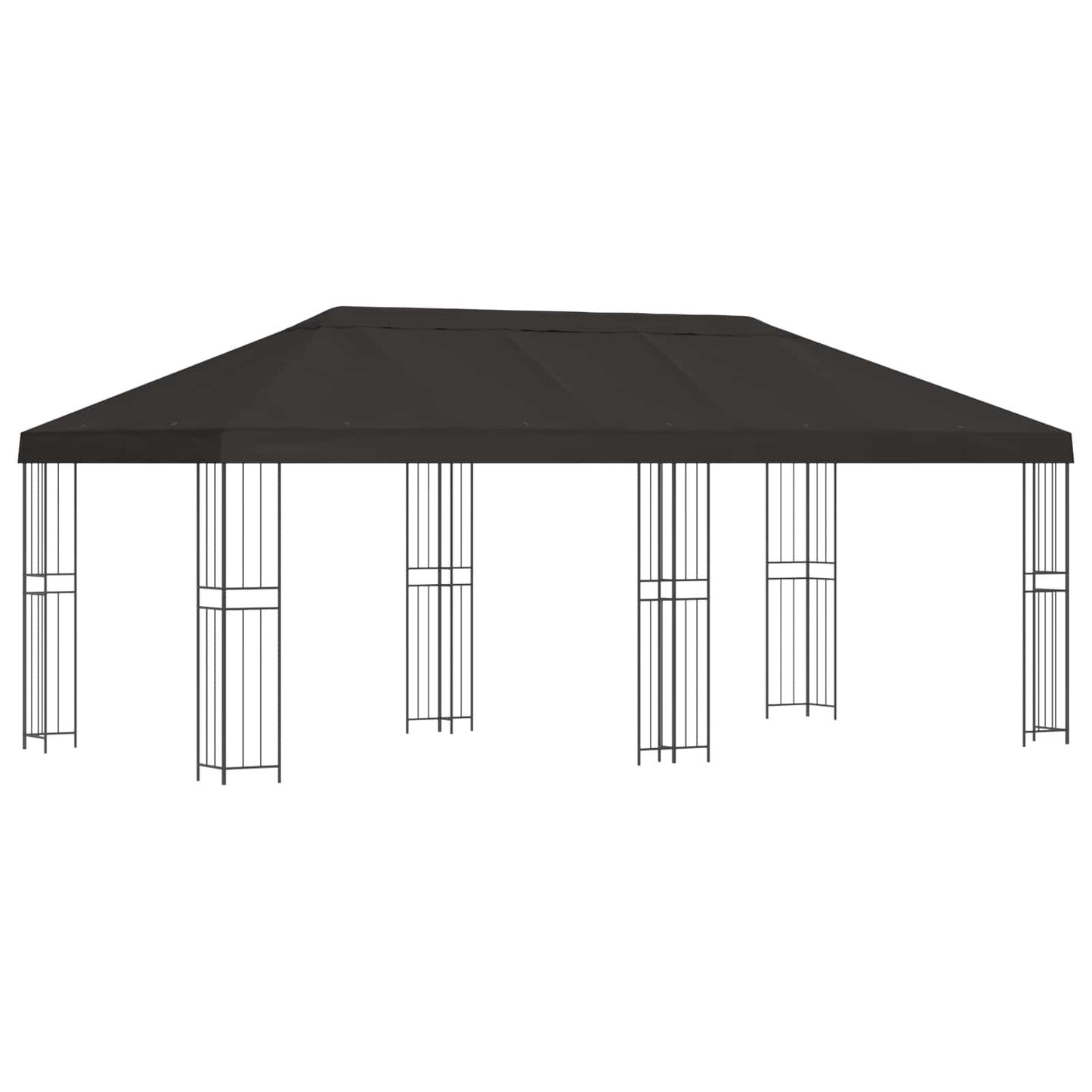 Paviljong med sidevegger 6 x 3 m Antrasitt Polyester og stål