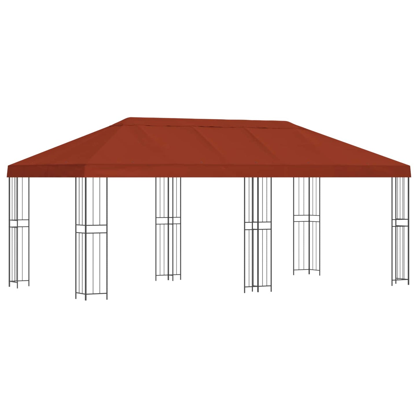 Paviljong med sidevegger 6 x 3 m Terrakotta Polyester og stål