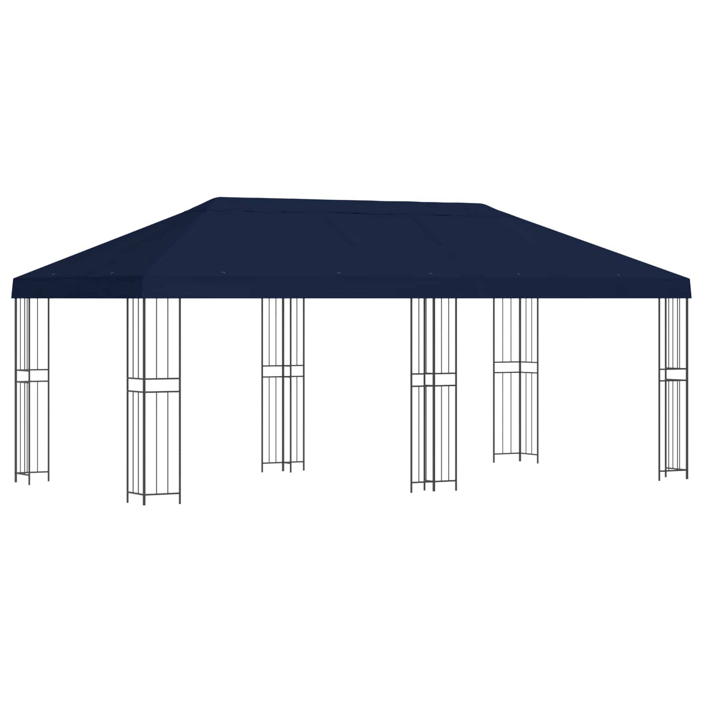 Paviljong med sidevegger 6 x 3 m Blå Polyester og stål 190