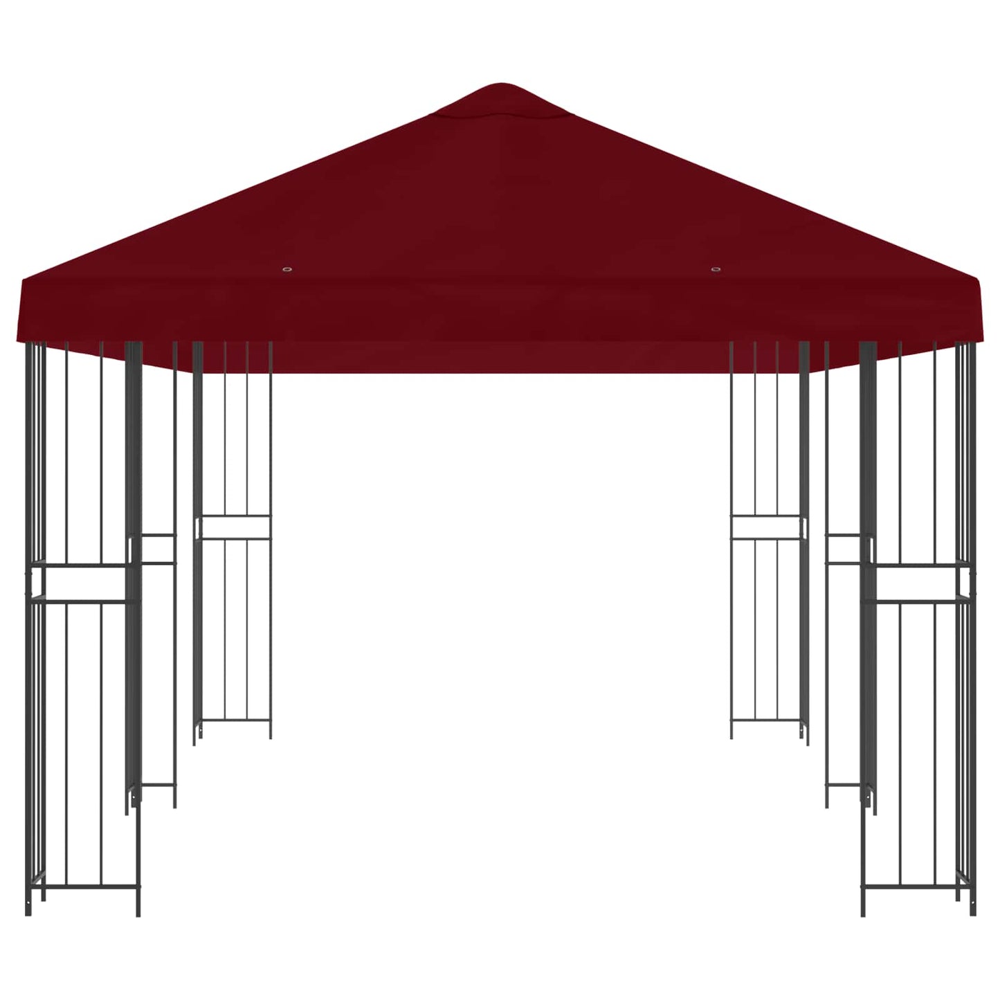 Paviljong med sidevegger 6 x 3 m Burgunder Polyester og stål