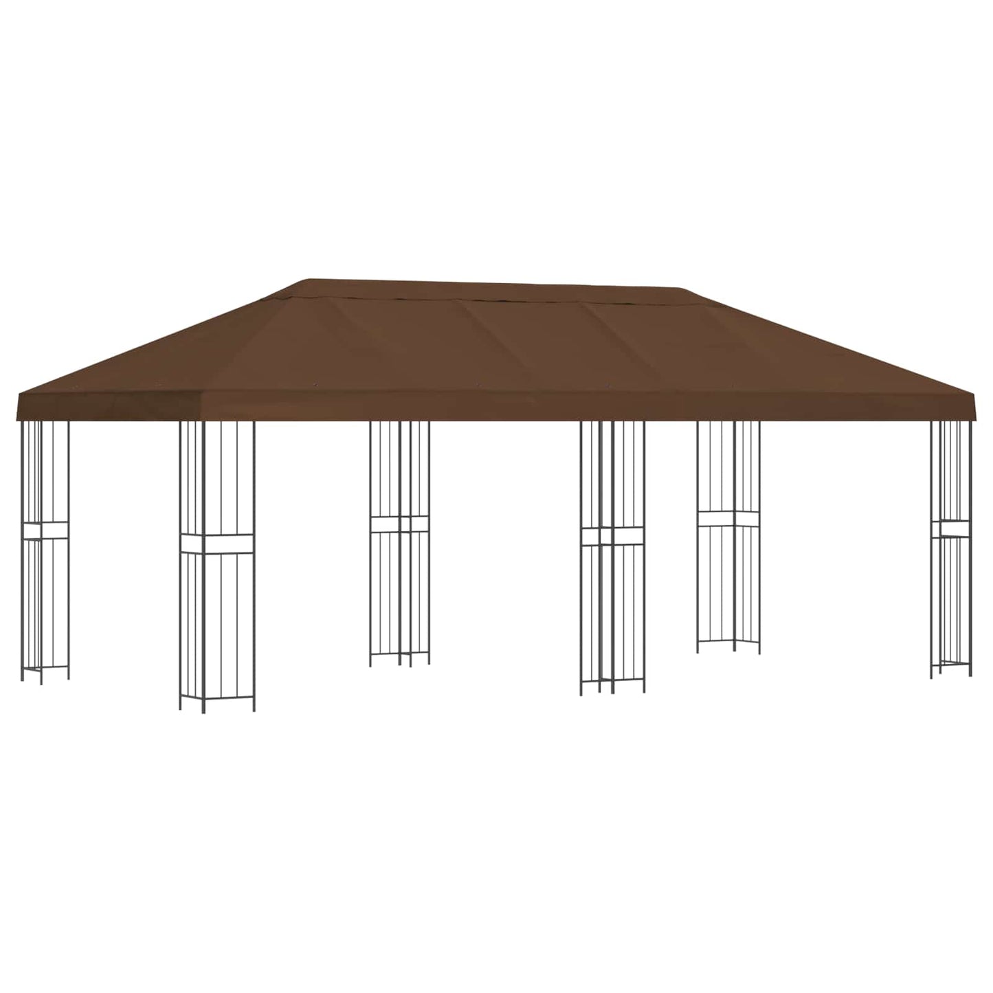 Paviljong med sidevegger 6 x 3 m Brun Polyester og stål 190