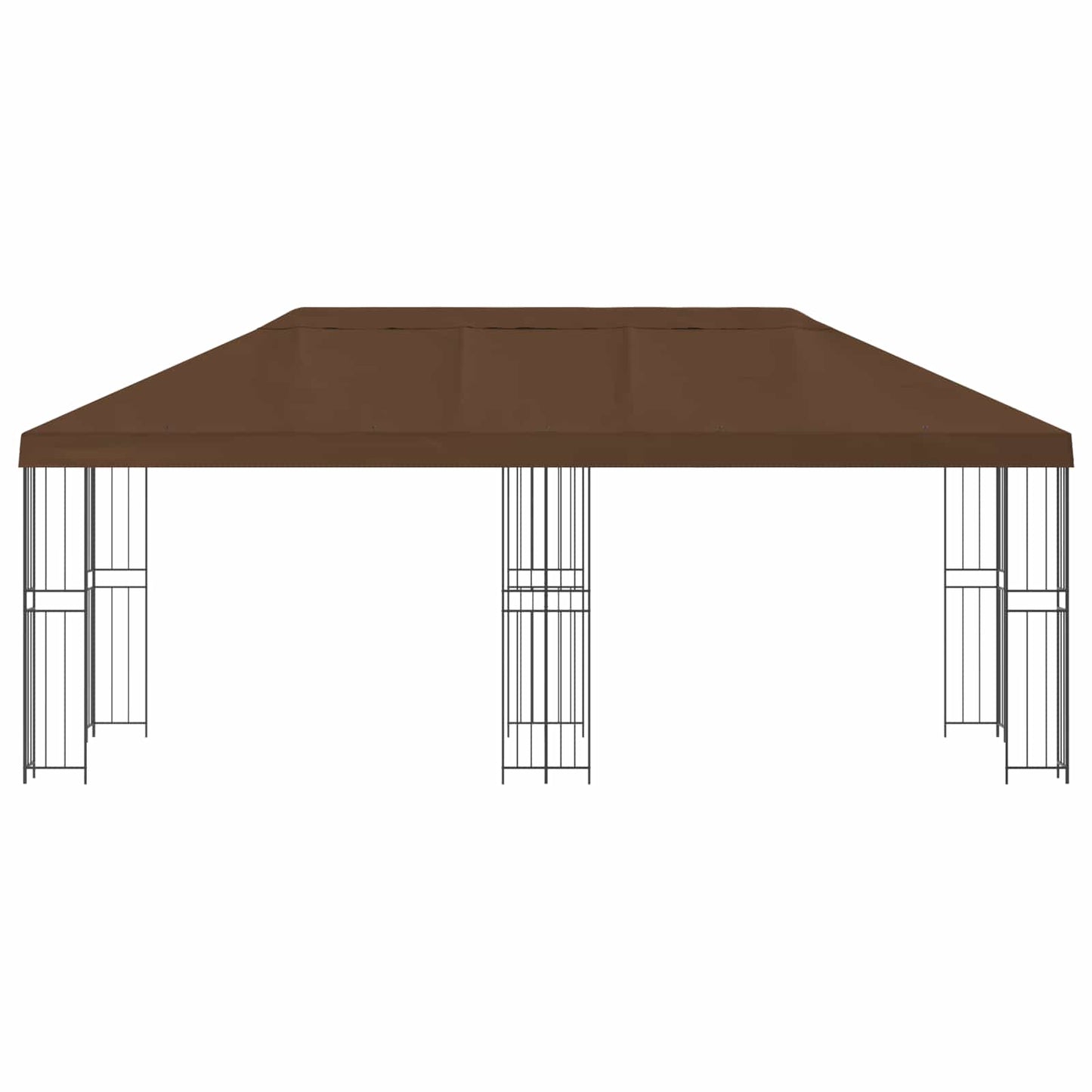 Paviljong med sidevegger 6 x 3 m Brun Polyester og stål 190