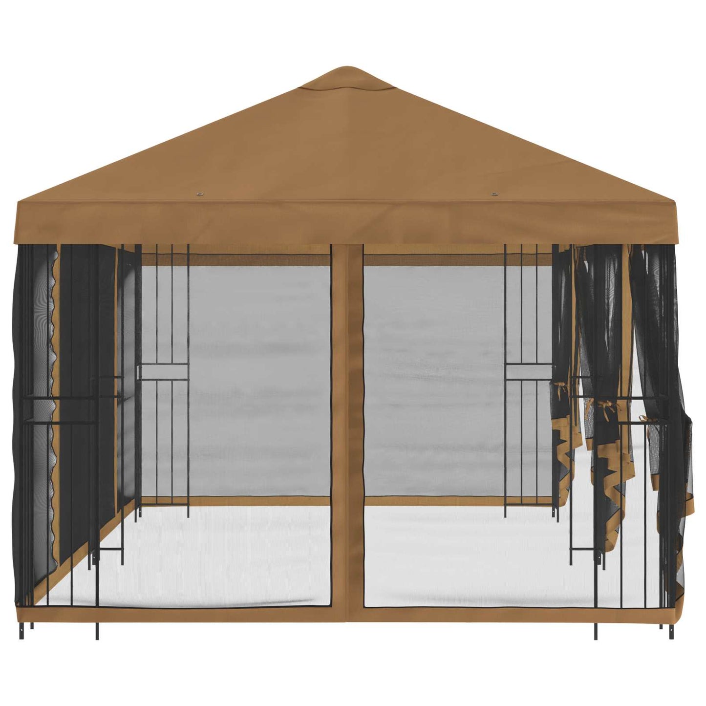 Paviljong med sidevegger 6 x 3 m Beige Polyester og stål 190