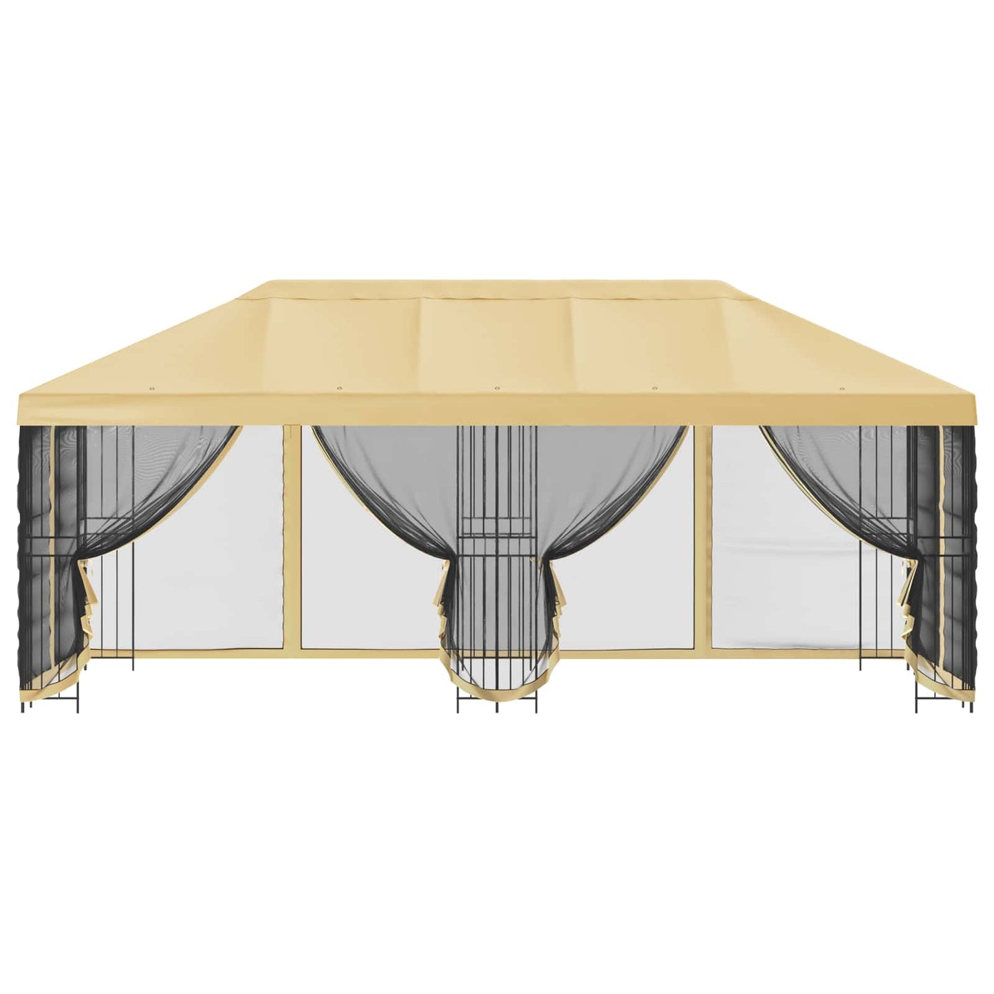 Paviljong med sidevegger 6 x 3 m Krem Polyester og stål 190