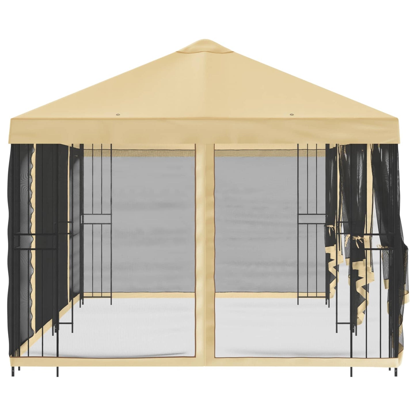 Paviljong med sidevegger 6 x 3 m Krem Polyester og stål 190