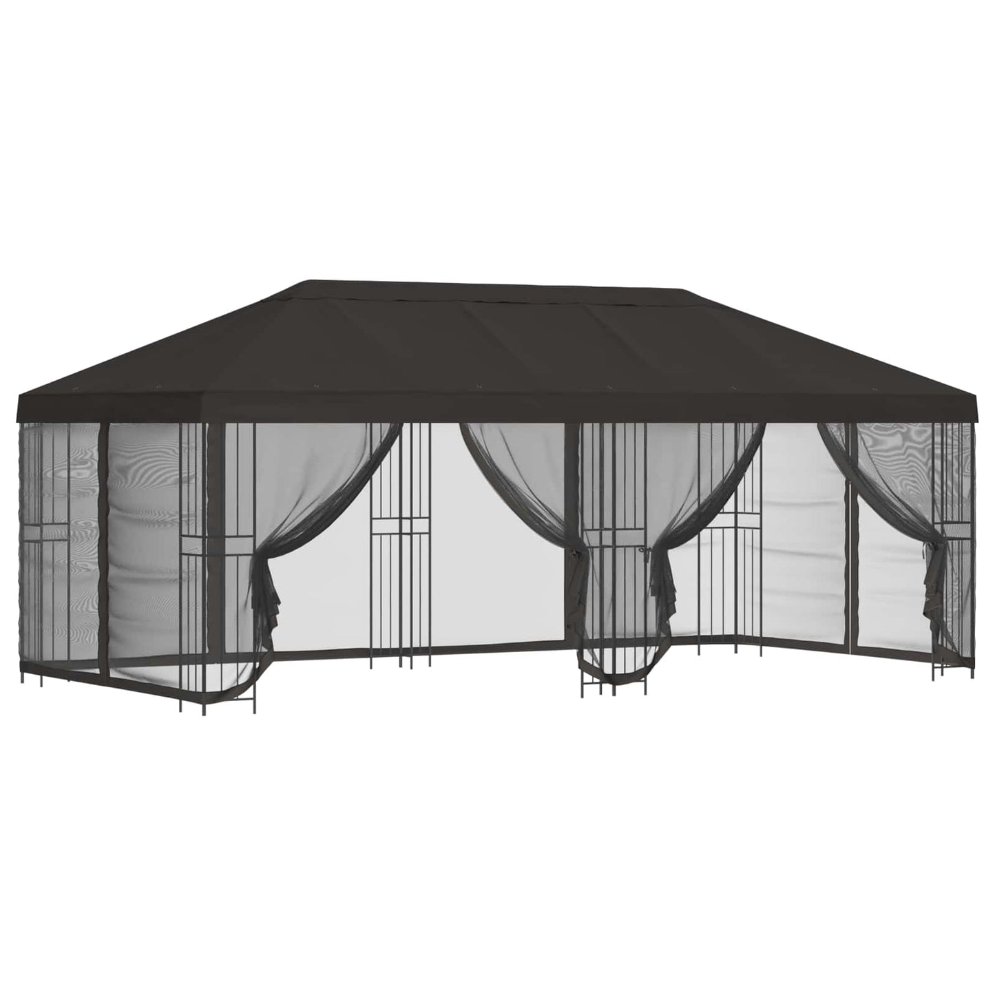 Paviljong med sidevegger 6 x 3 m Antrasitt Polyester og stål