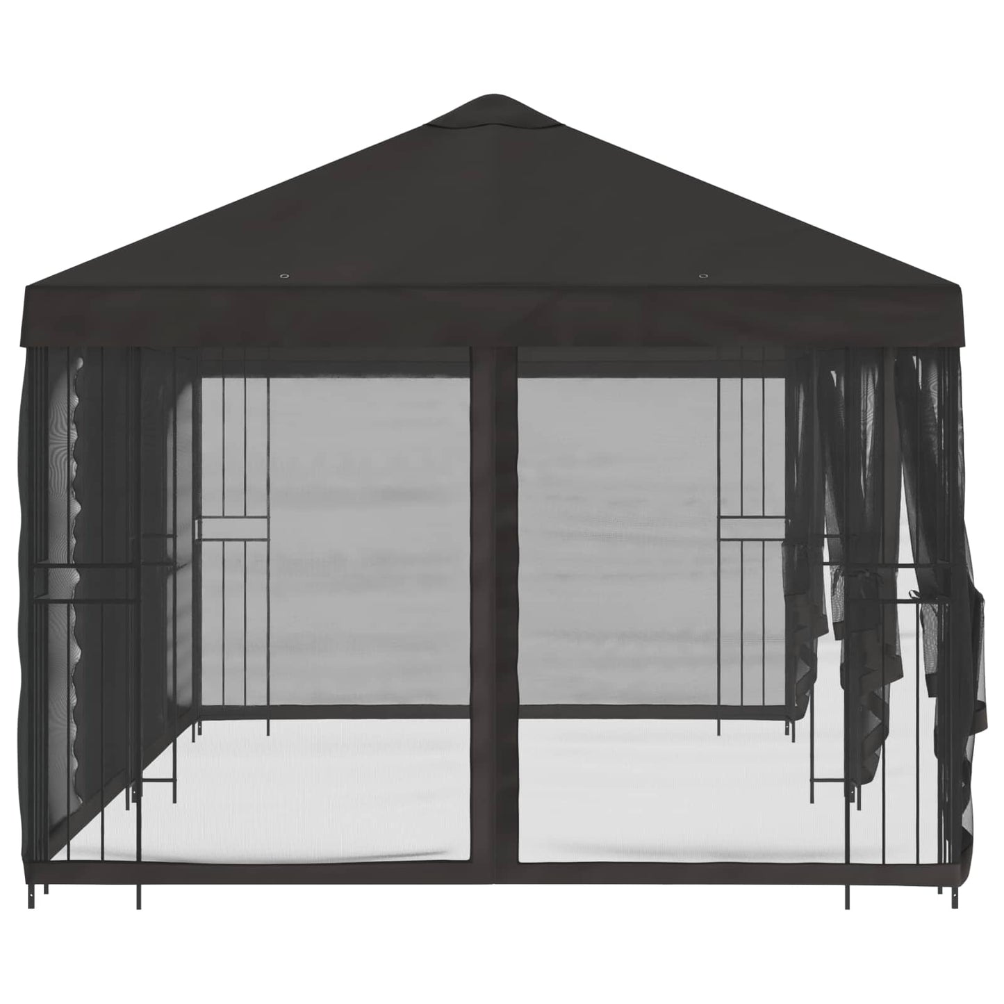 Paviljong med sidevegger 6 x 3 m Antrasitt Polyester og stål