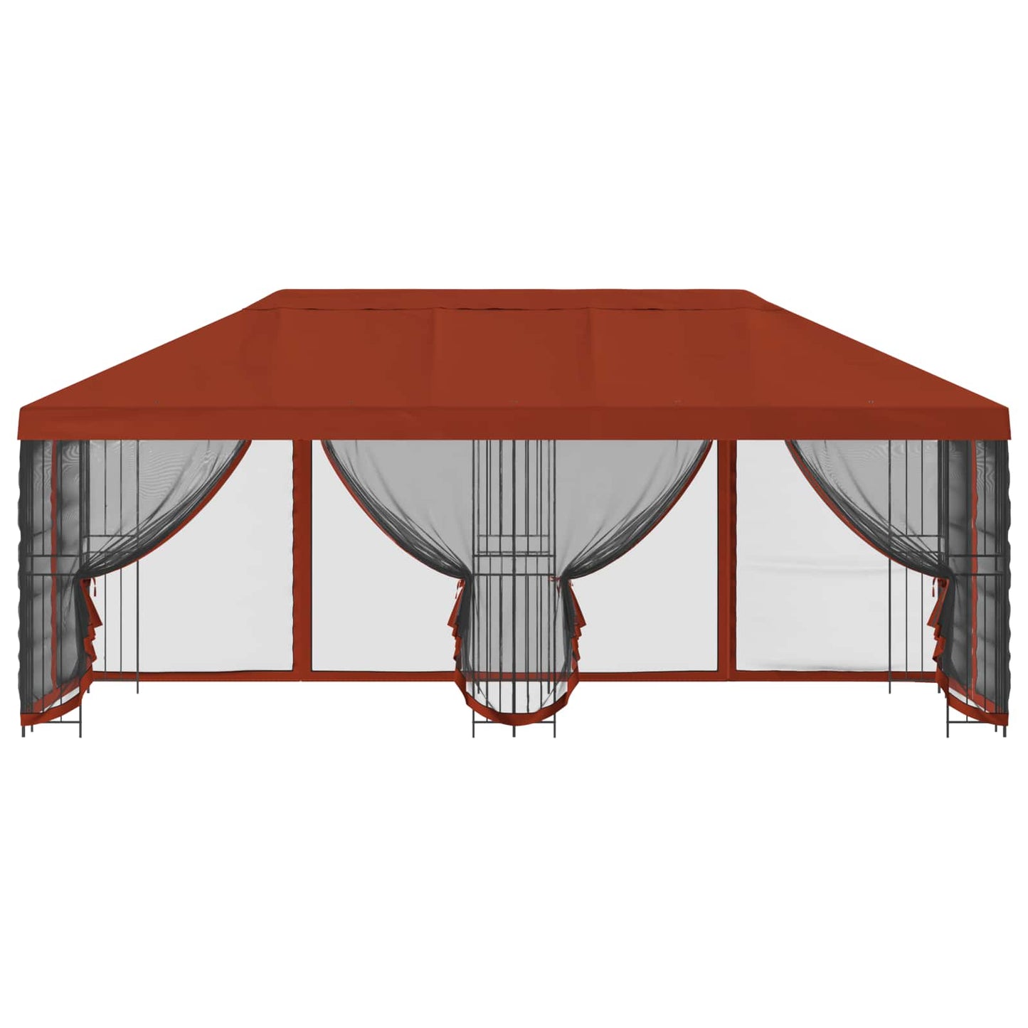 Paviljong med sidevegger 6 x 3 m Terrakotta Polyester og stål