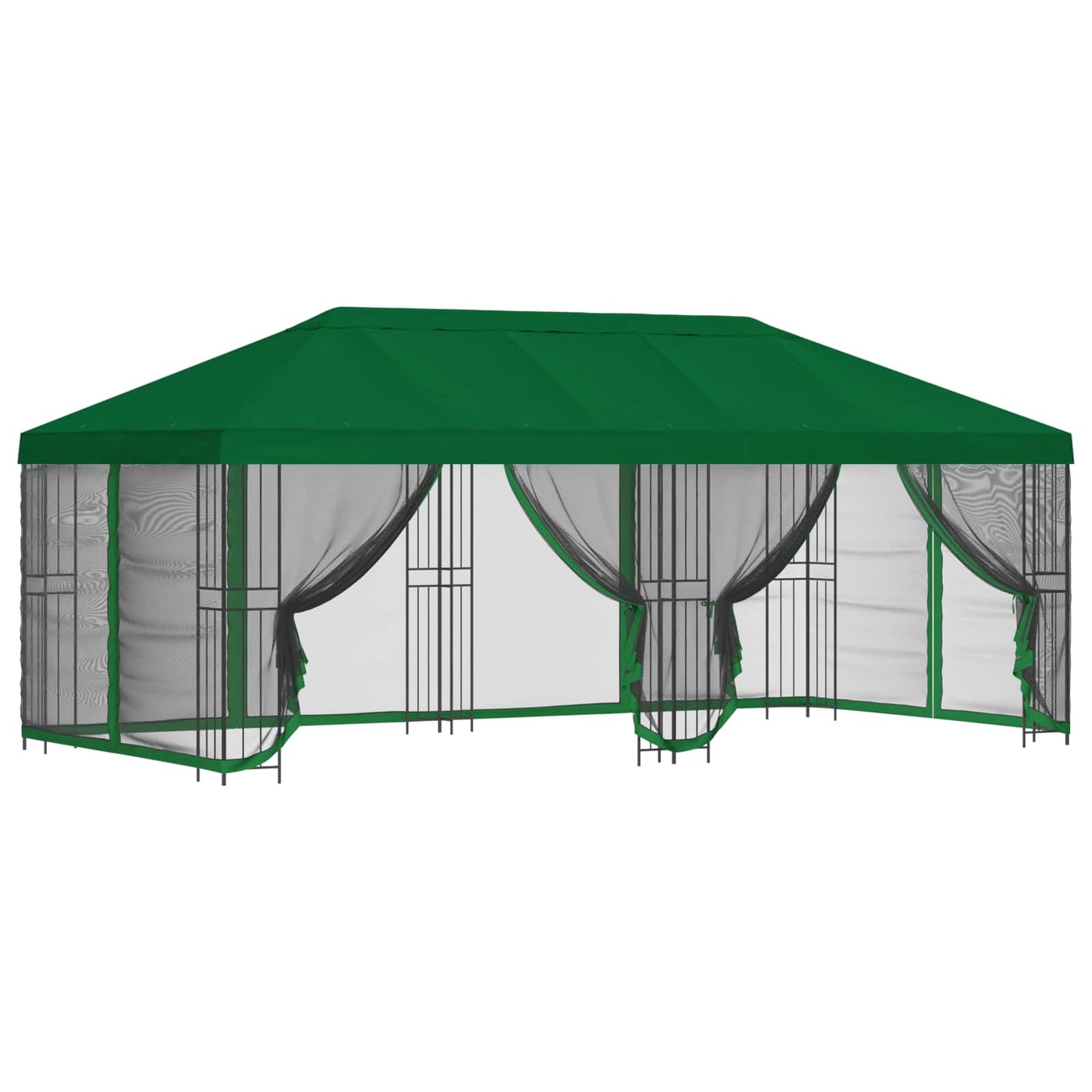 Paviljong med sidevegger 6 x 3 m Grønn Polyester og stål 190