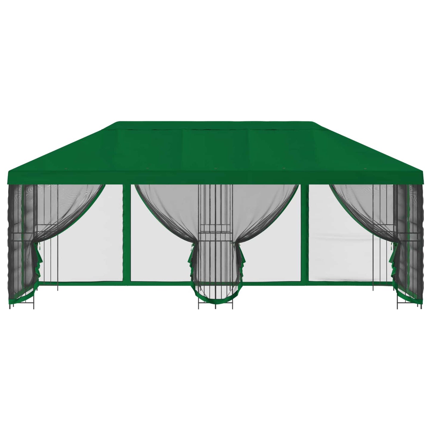 Paviljong med sidevegger 6 x 3 m Grønn Polyester og stål 190