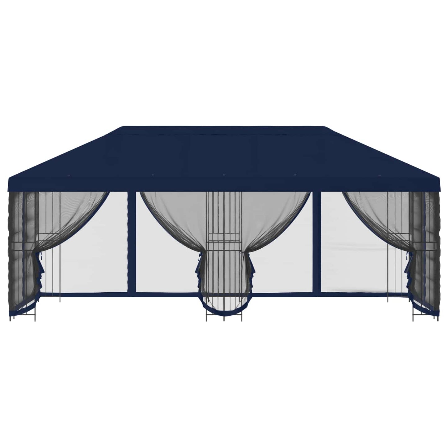 Paviljong med sidevegger 6 x 3 m Blå Polyester og stål 190