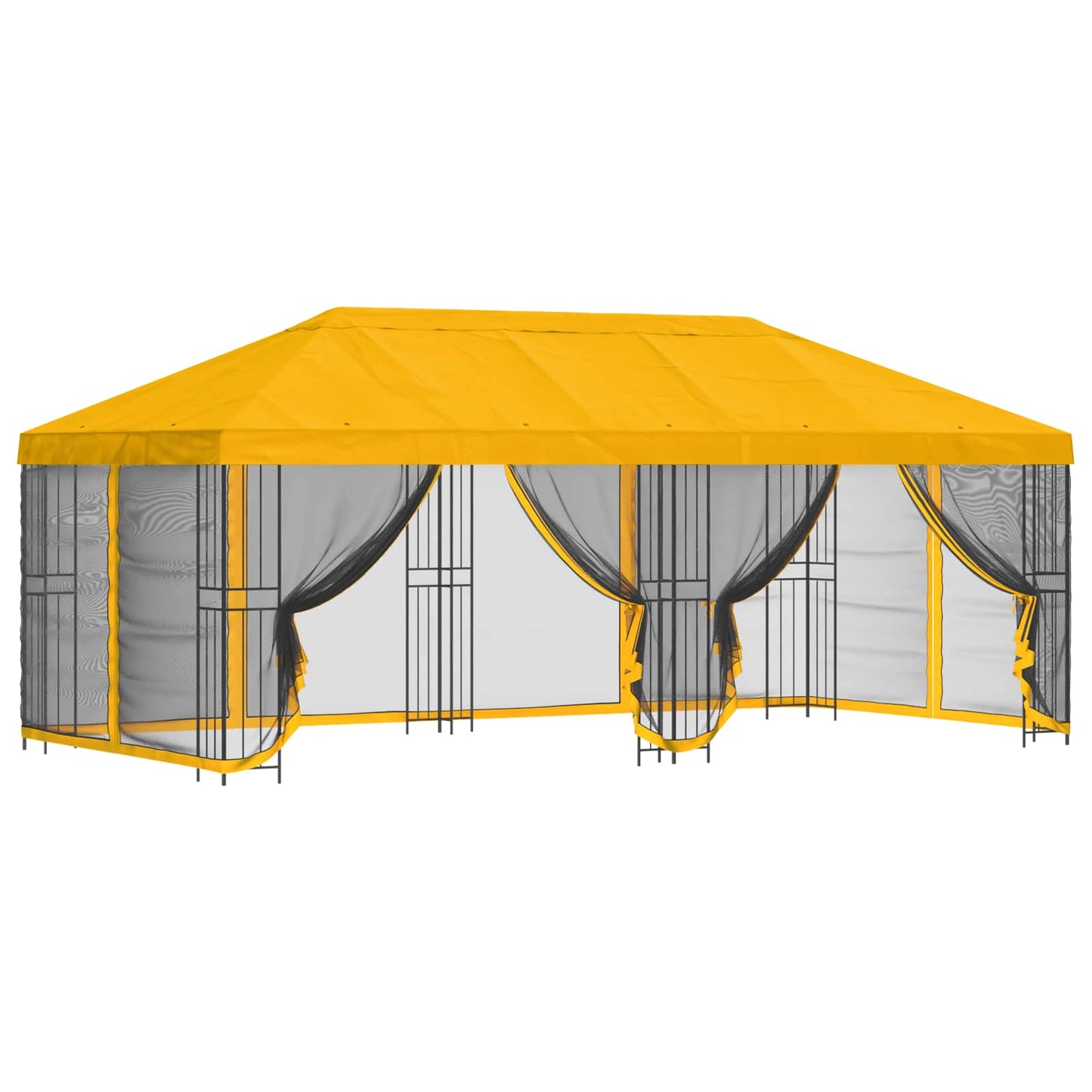 Paviljong med sidevegger 6 x 3 m Gul Polyester og stål 190