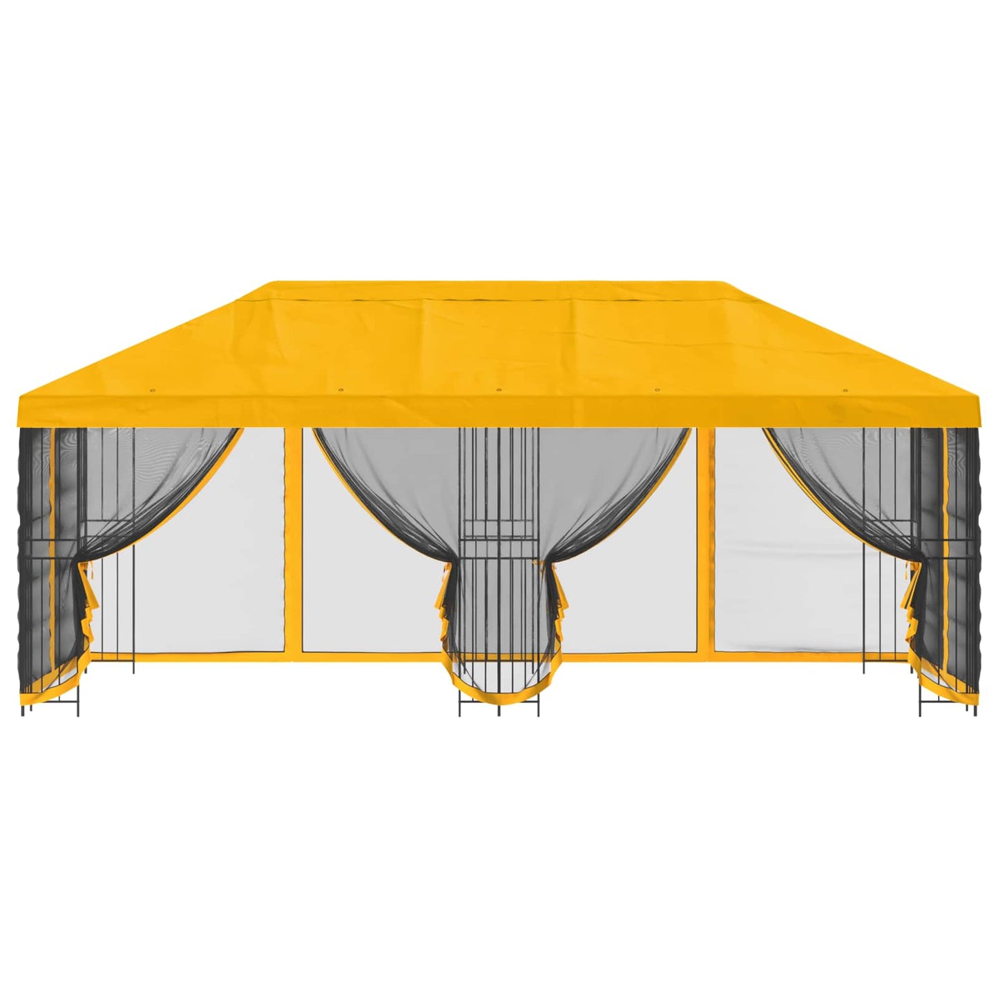 Paviljong med sidevegger 6 x 3 m Gul Polyester og stål 190