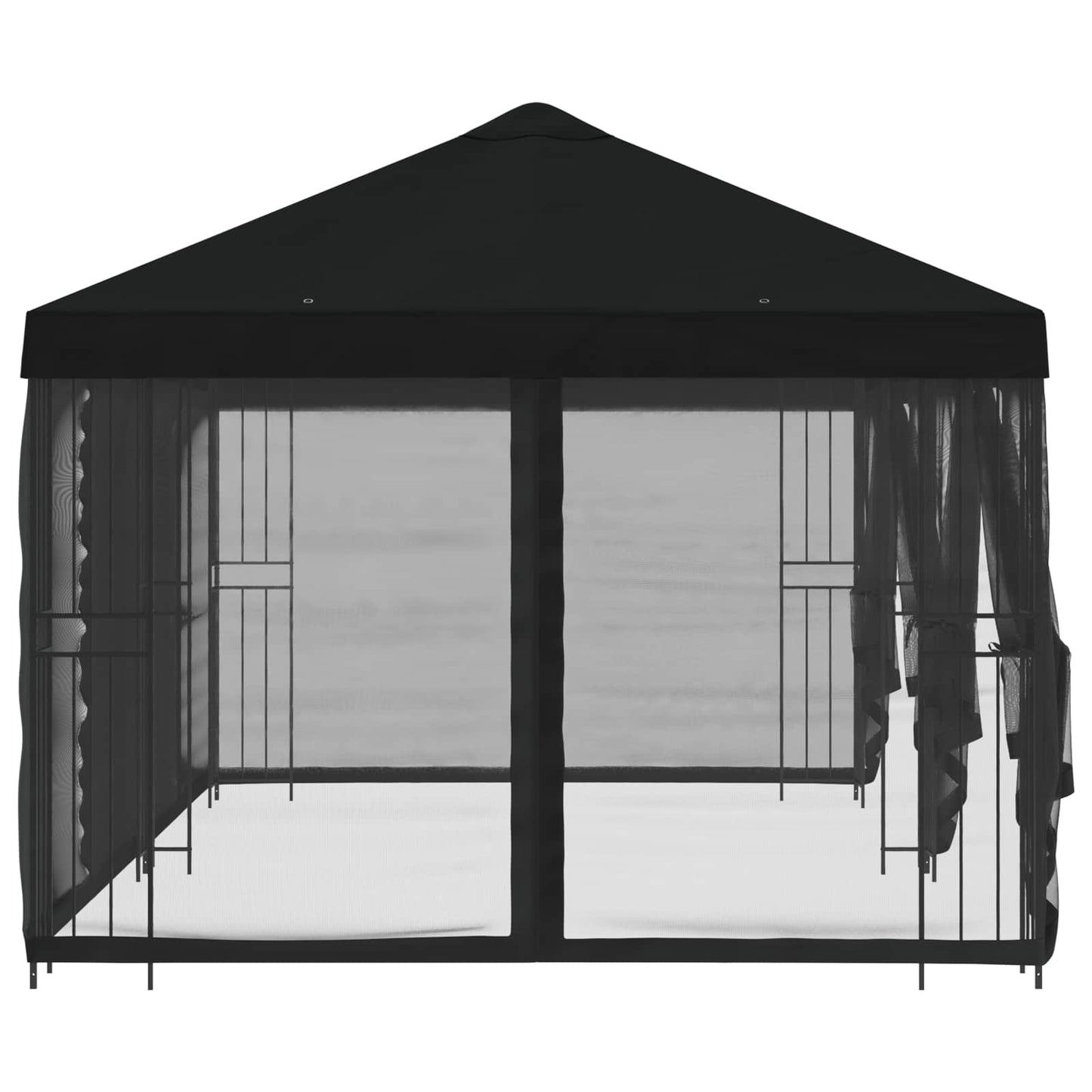 Paviljong med sidevegger 6 x 3 m Svart Polyester og stål 190