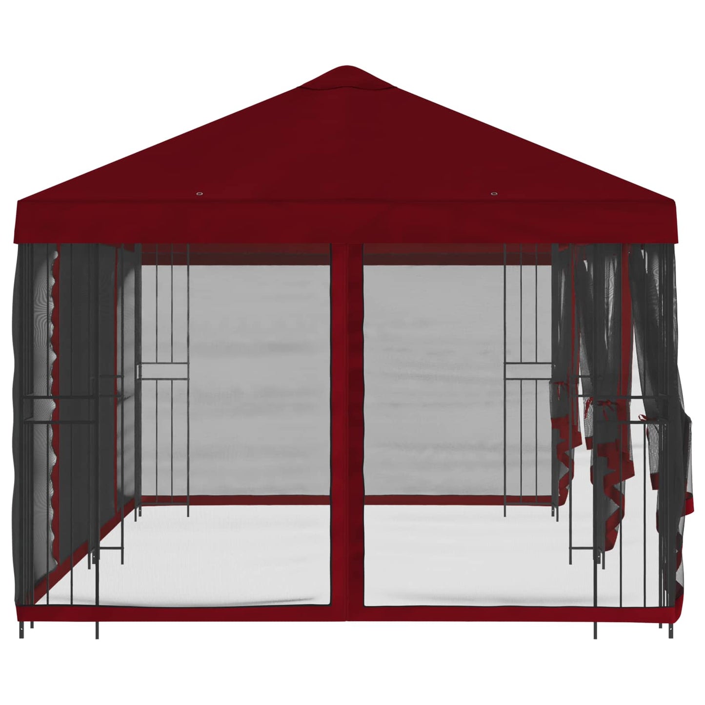 Paviljong med sidevegger 6 x 3 m Burgunder Polyester og stål