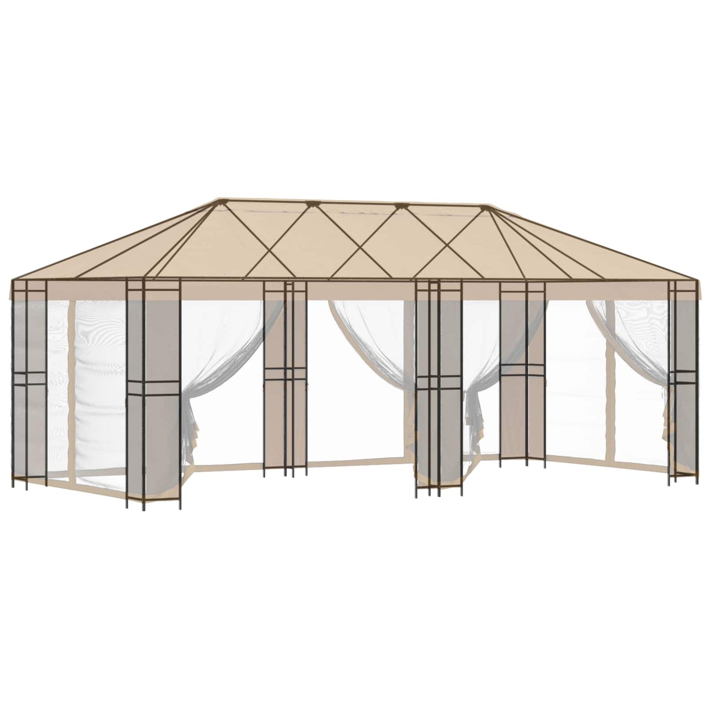 Gazebo Ramme 6 x 3 m Svart Stål
