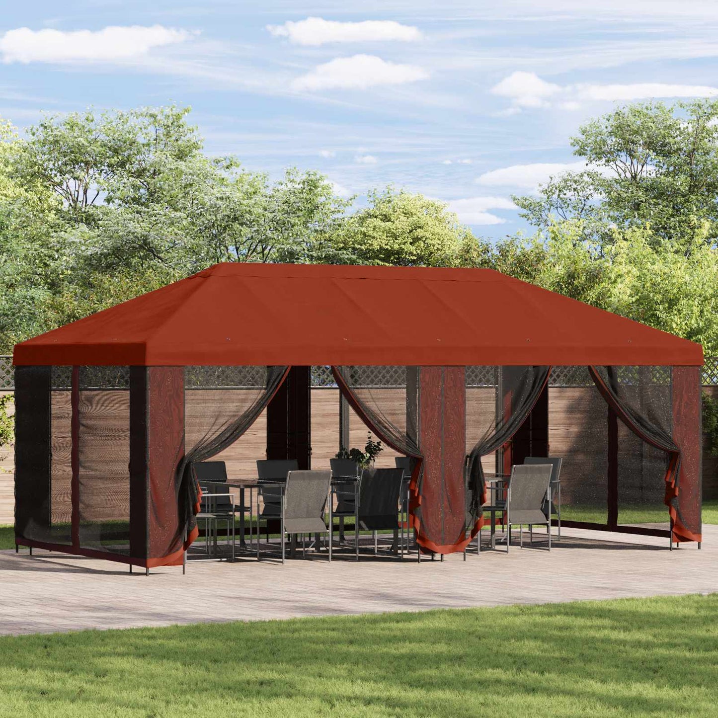 Hage Gazebo 6 x 3 m Terrakotta Polyester og stål 190