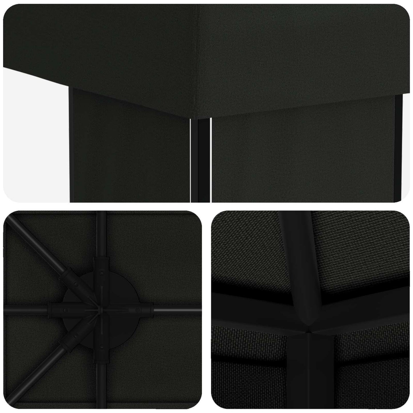 Hage Gazebo 6 x 3 m Svart Polyester og stål 190