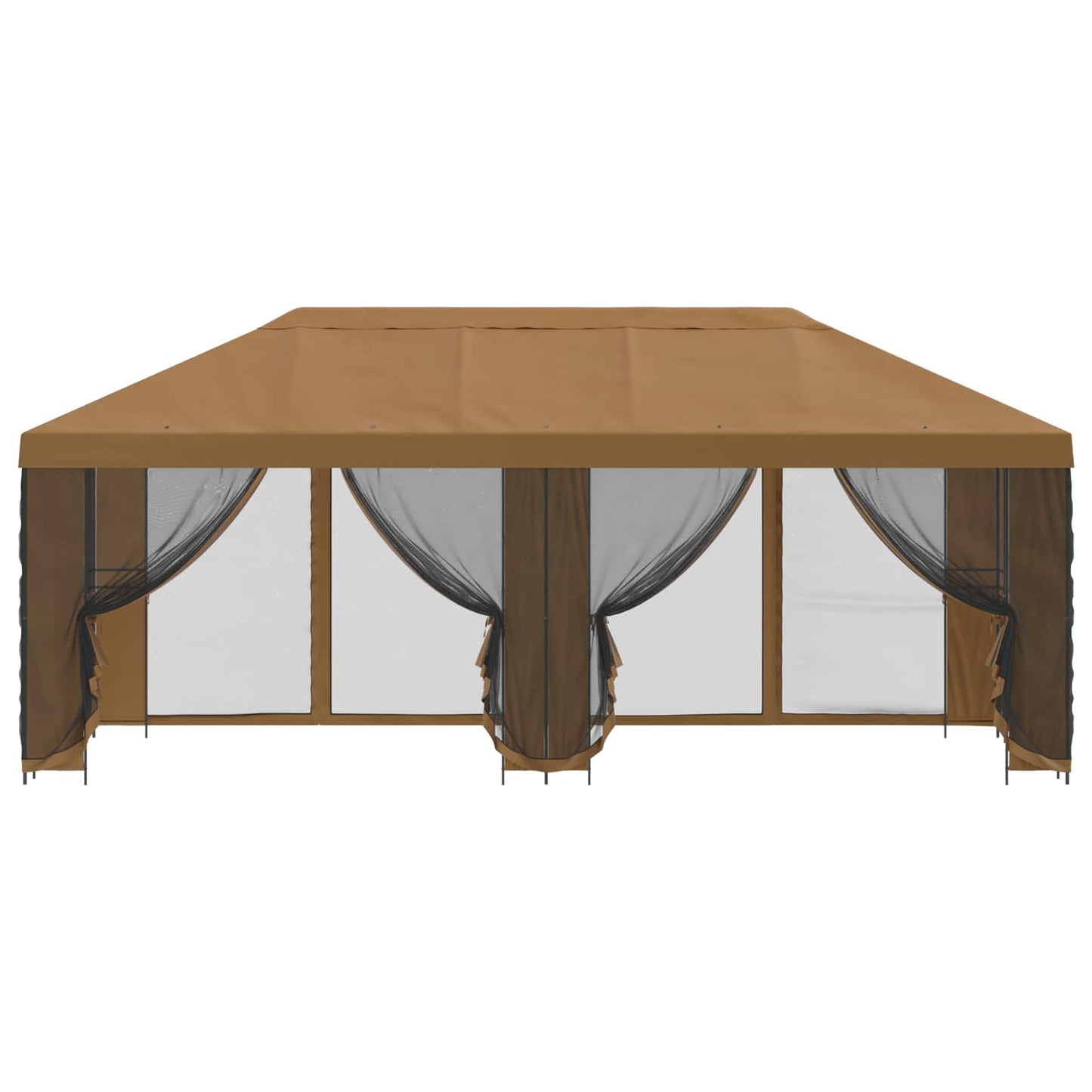 Paviljong med sidevegger 6 x 3 m Beige Polyester og stål 190
