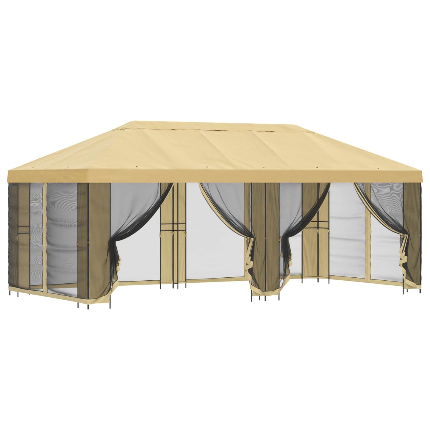 Paviljong med sidevegger 6 x 3 m Krem Polyester og stål 190