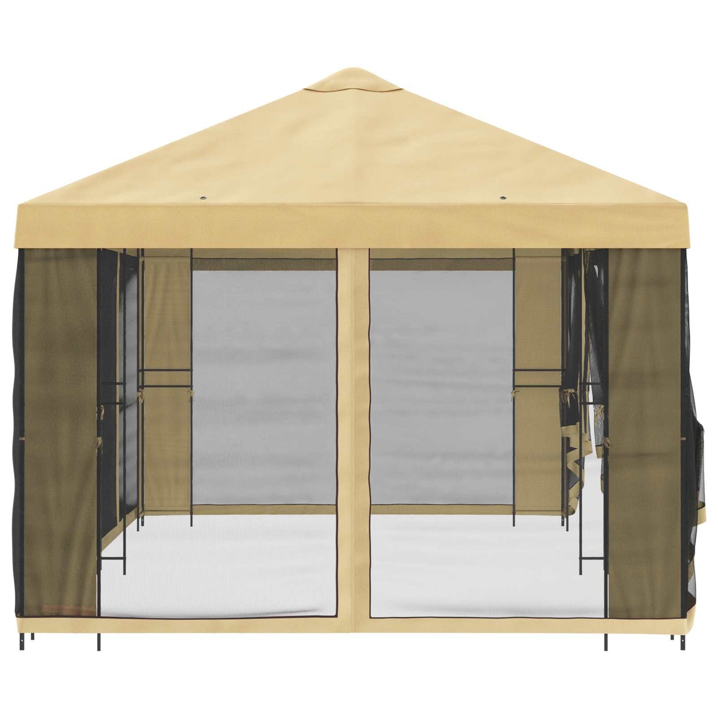 Paviljong med sidevegger 6 x 3 m Krem Polyester og stål 190
