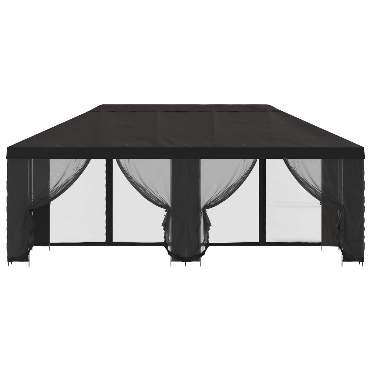 Paviljong med sidevegger 6 x 3 m Antrasitt Polyester og stål
