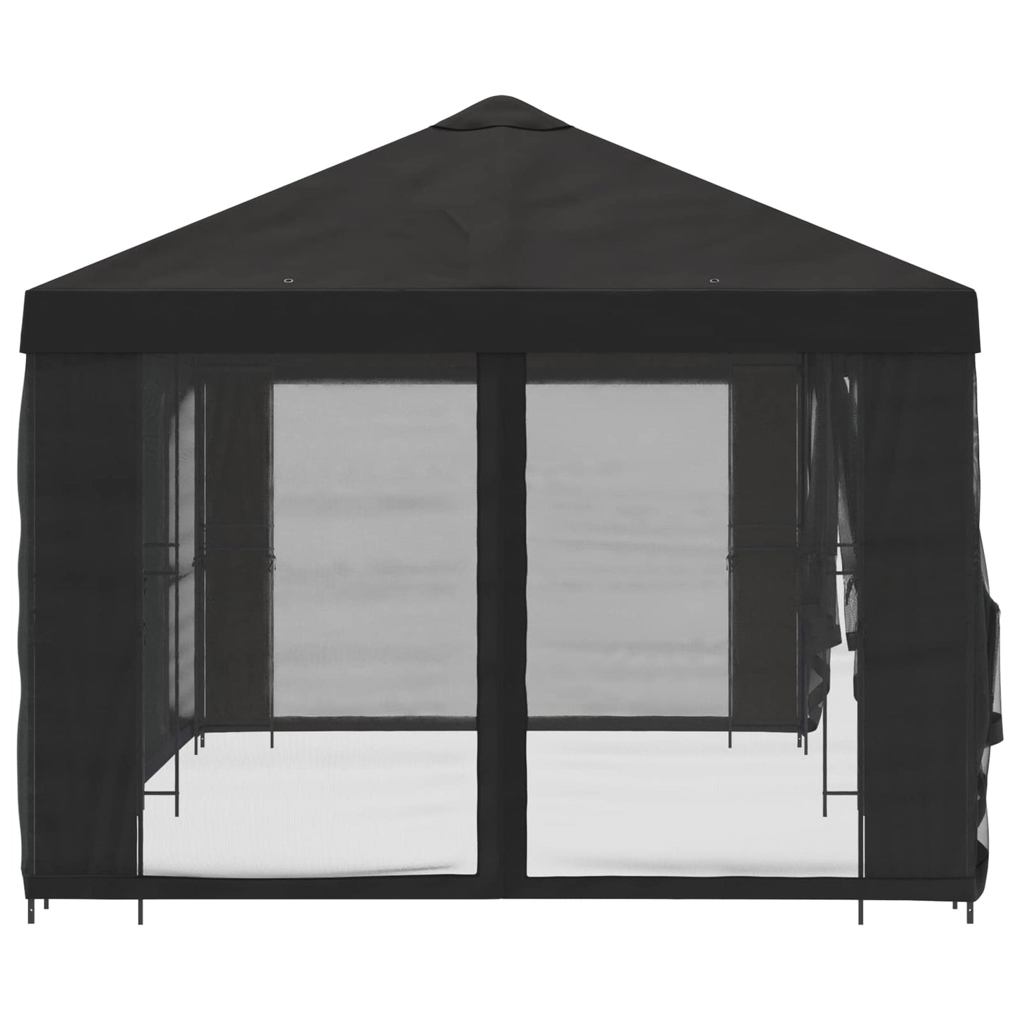 Paviljong med sidevegger 6 x 3 m Antrasitt Polyester og stål
