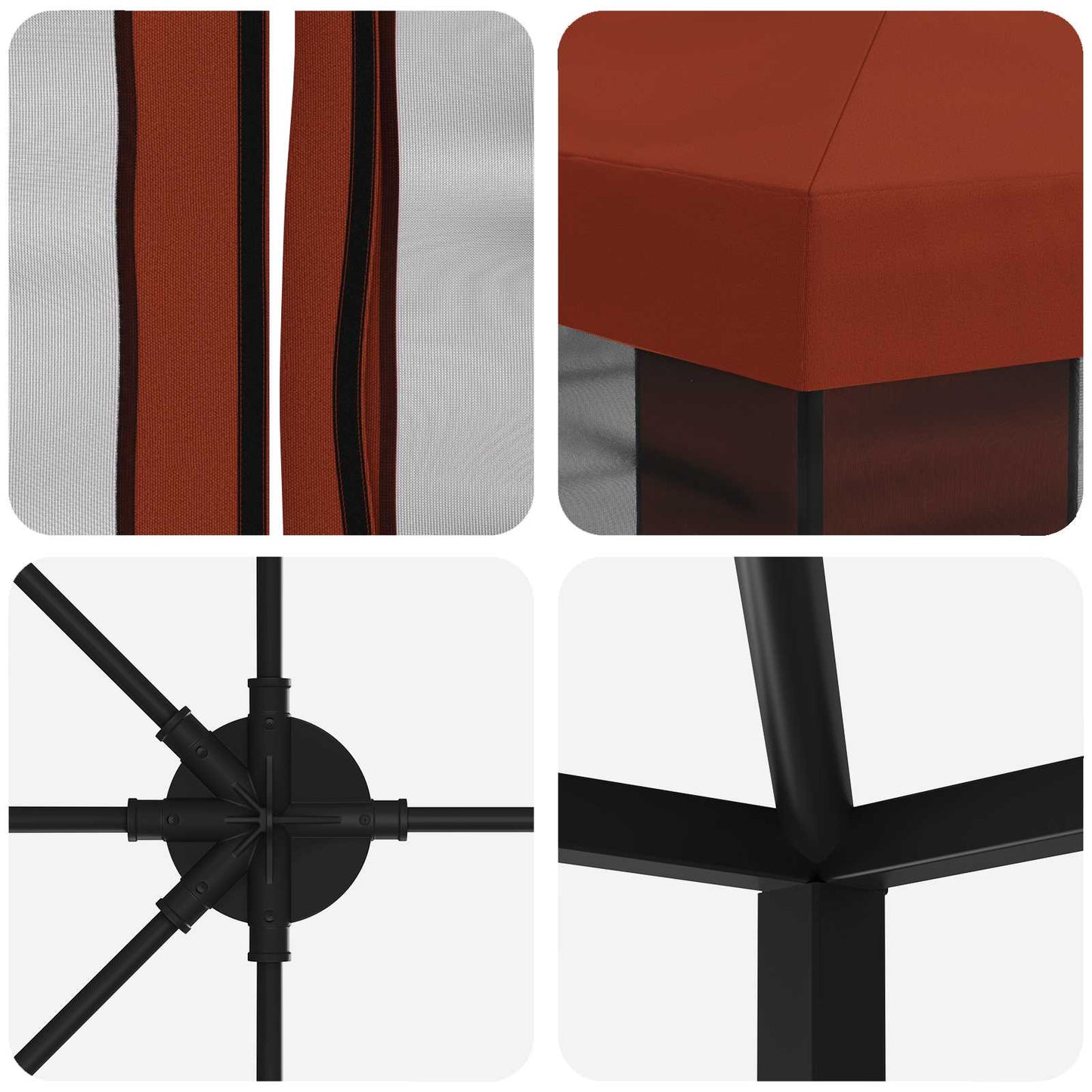 Paviljong med sidevegger 6 x 3 m Terrakotta Polyester og stål