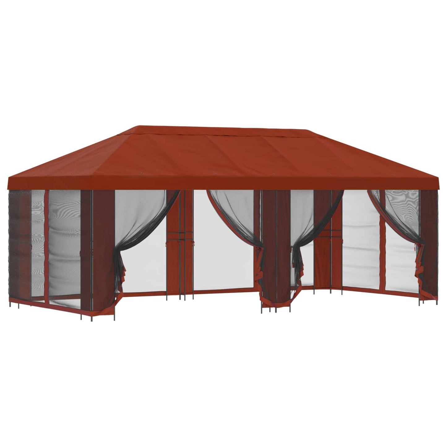 Paviljong med sidevegger 6 x 3 m Terrakotta Polyester og stål