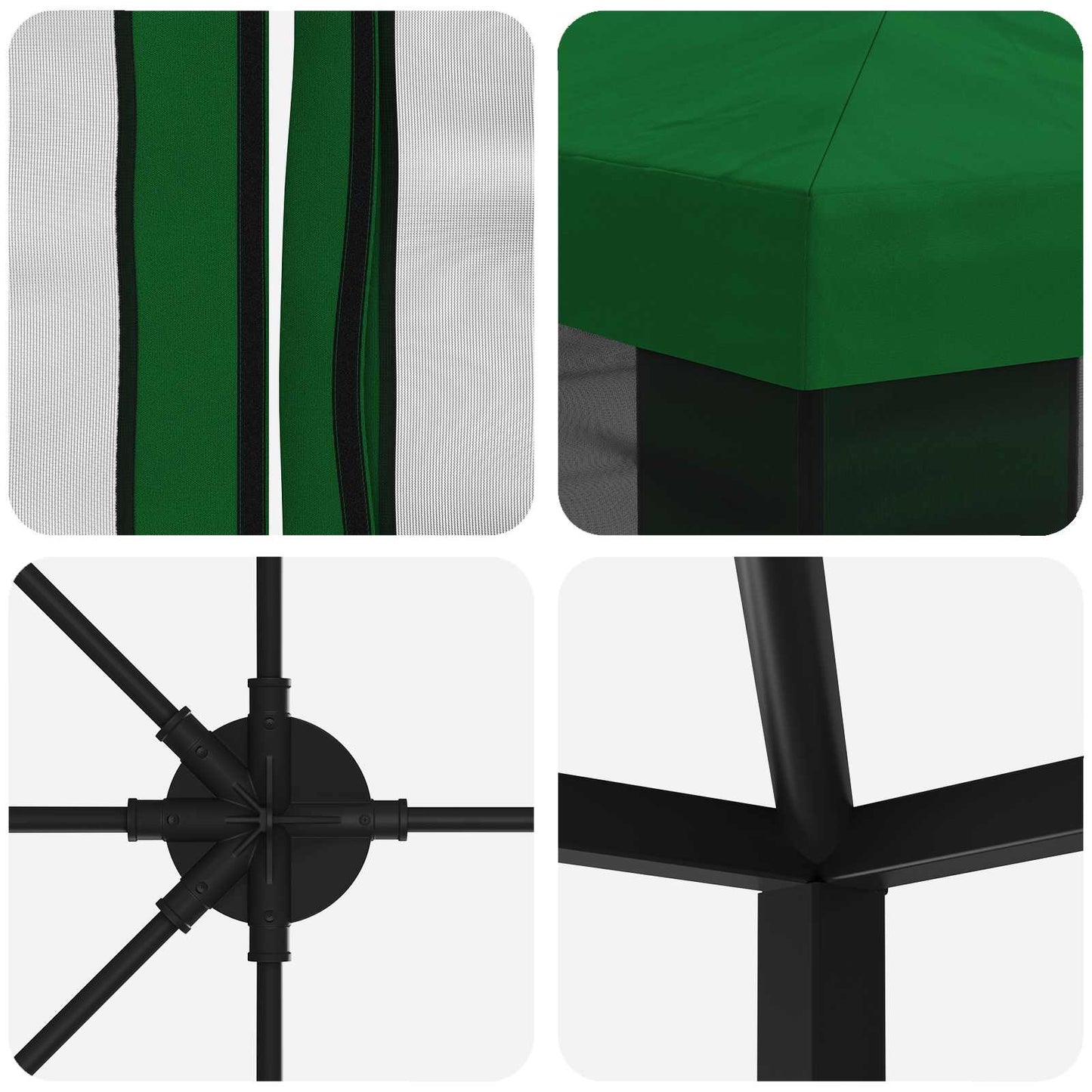 Paviljong med sidevegger 6 x 3 m Grønn Polyester og stål 190