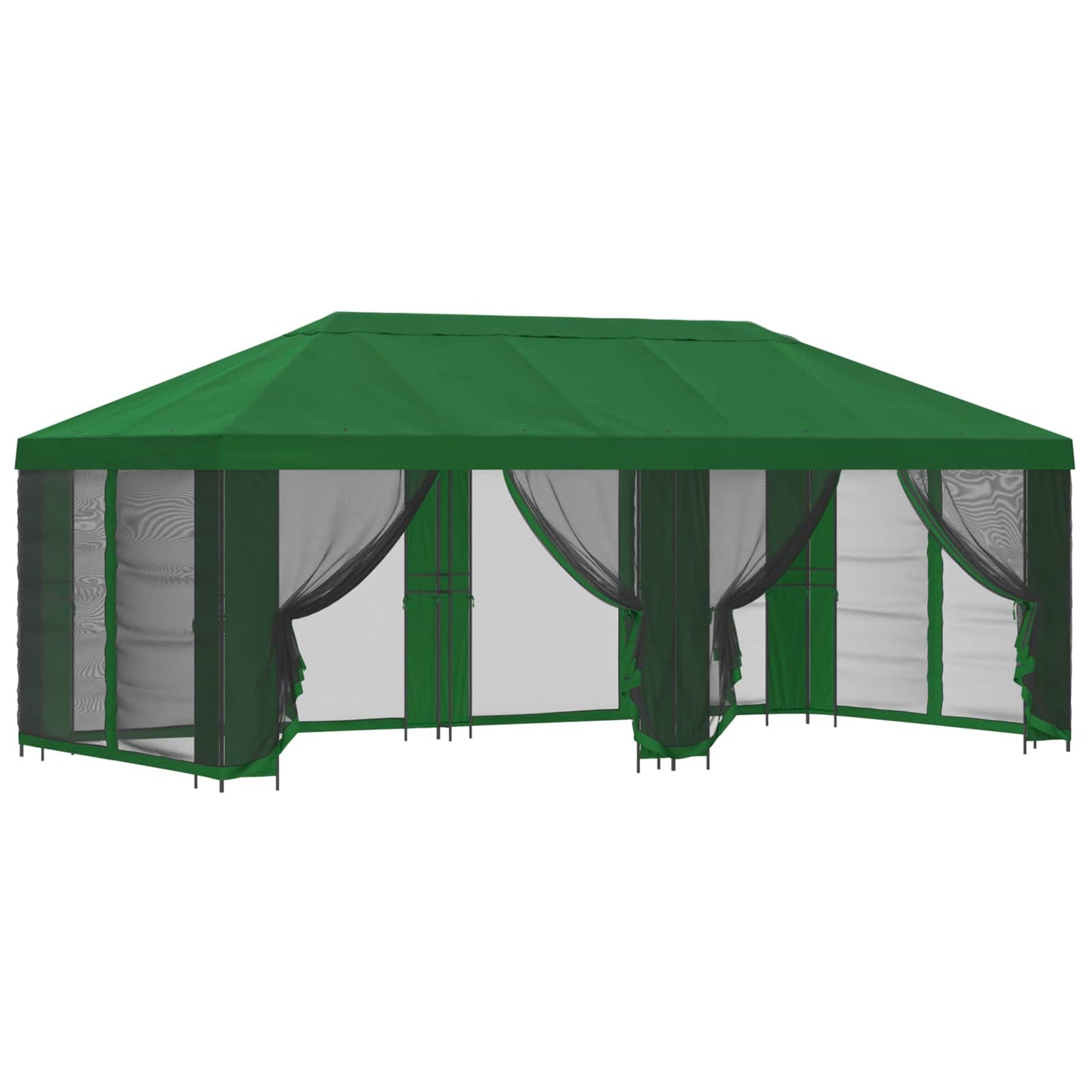 Paviljong med sidevegger 6 x 3 m Grønn Polyester og stål 190