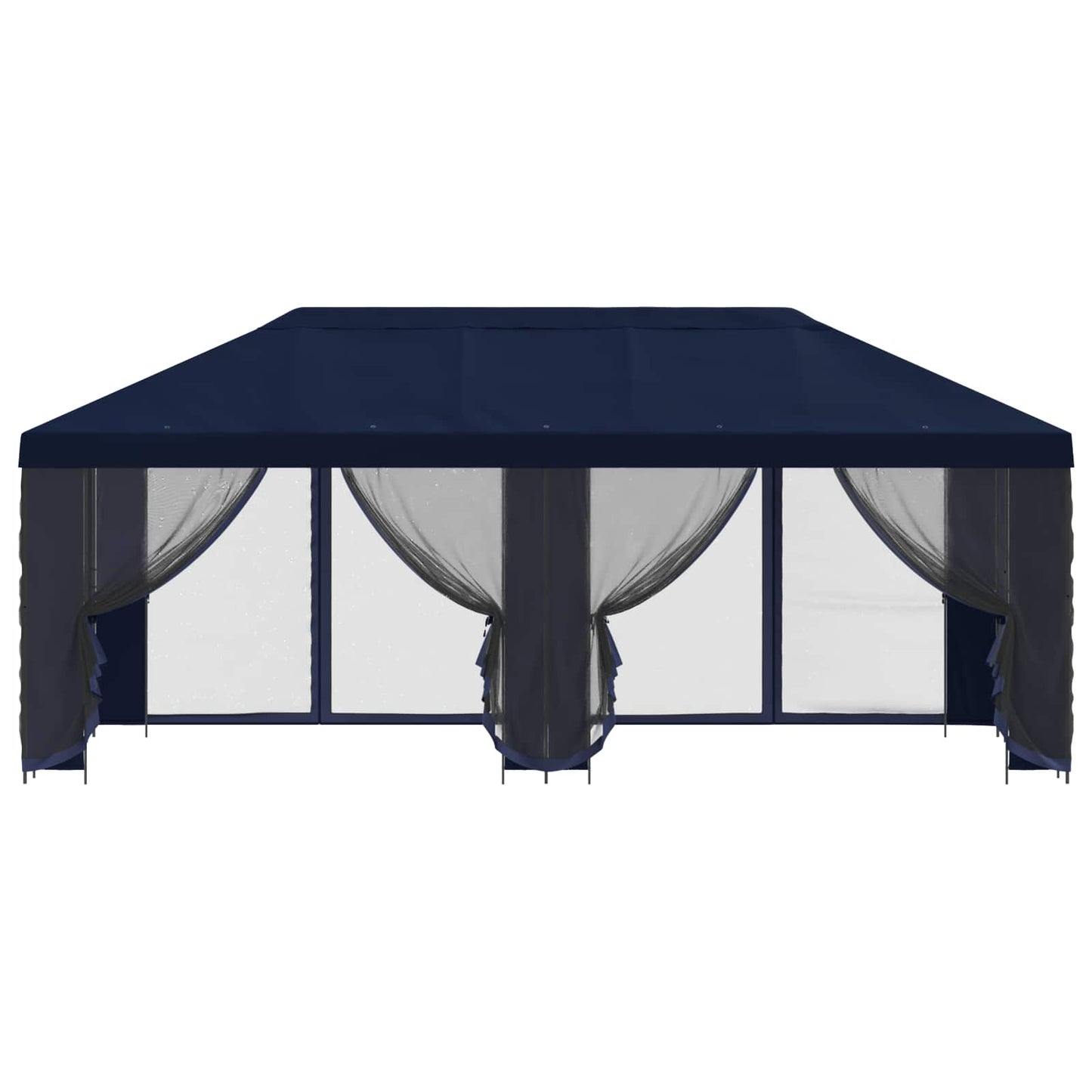 Paviljong med sidevegger 6 x 3 m Blå Polyester og stål 190