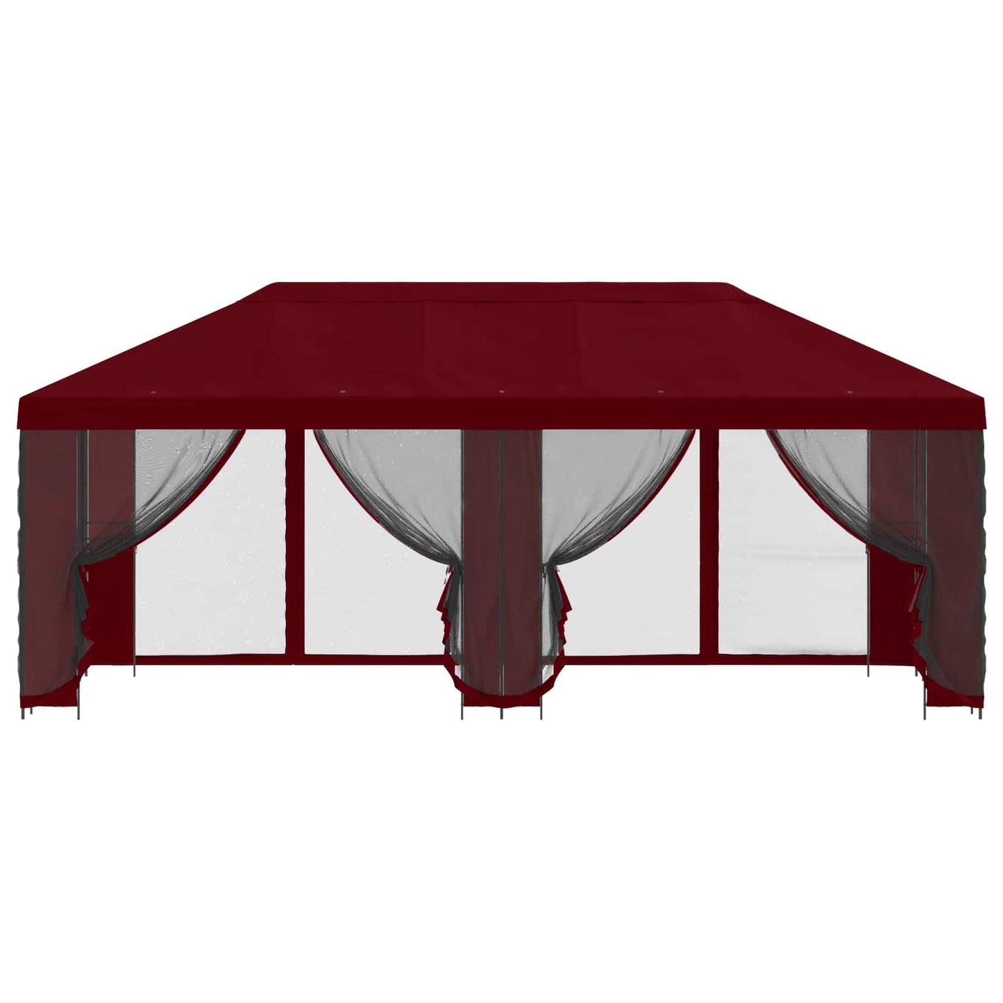Paviljong med sidevegger 6 x 3 m Burgunder Polyester og stål