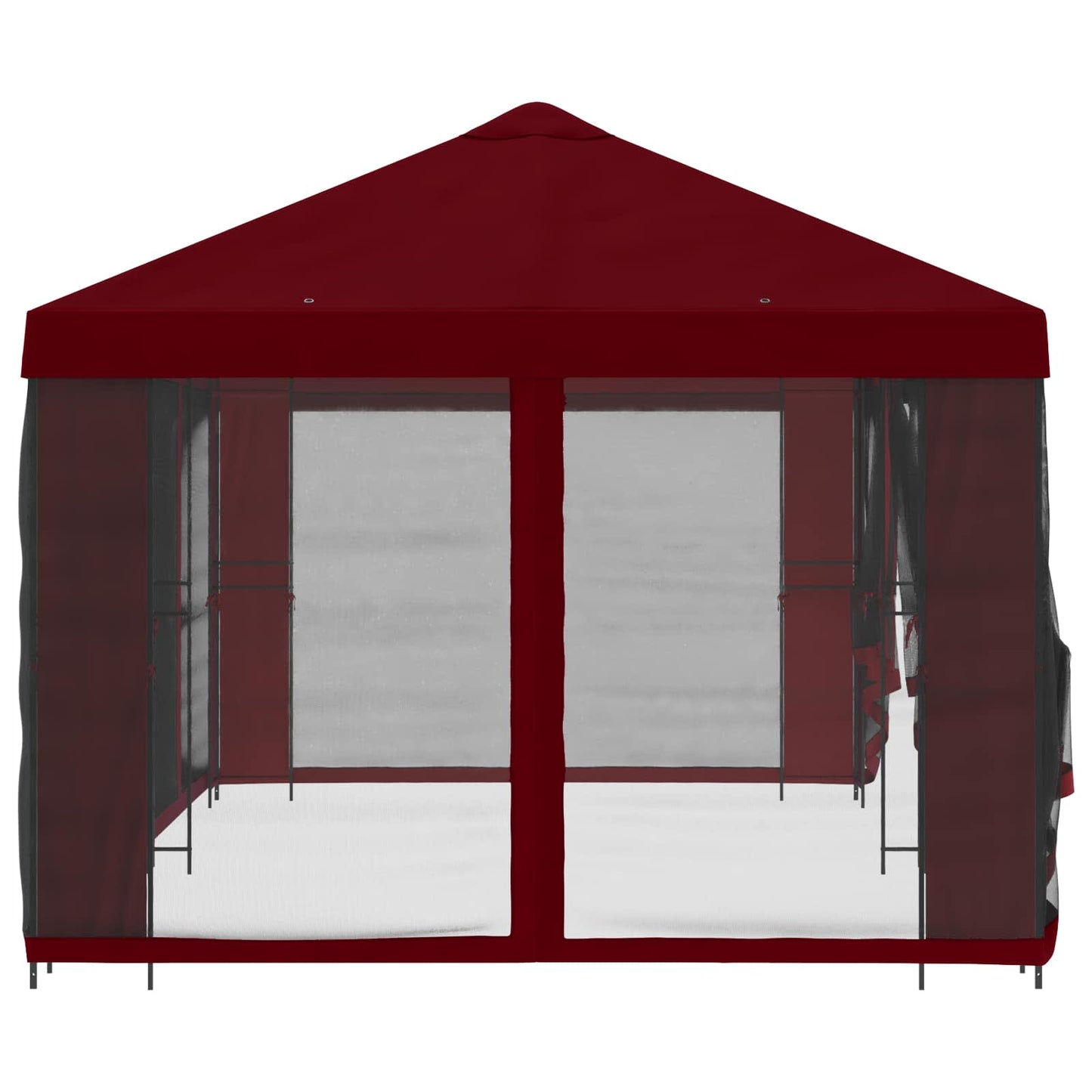 Paviljong med sidevegger 6 x 3 m Burgunder Polyester og stål