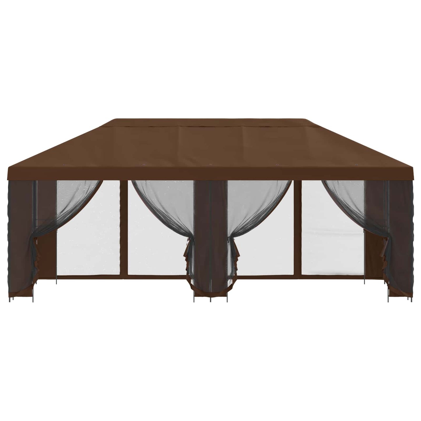Paviljong med sidevegger 6 x 3 m Brun Polyester og stål 190