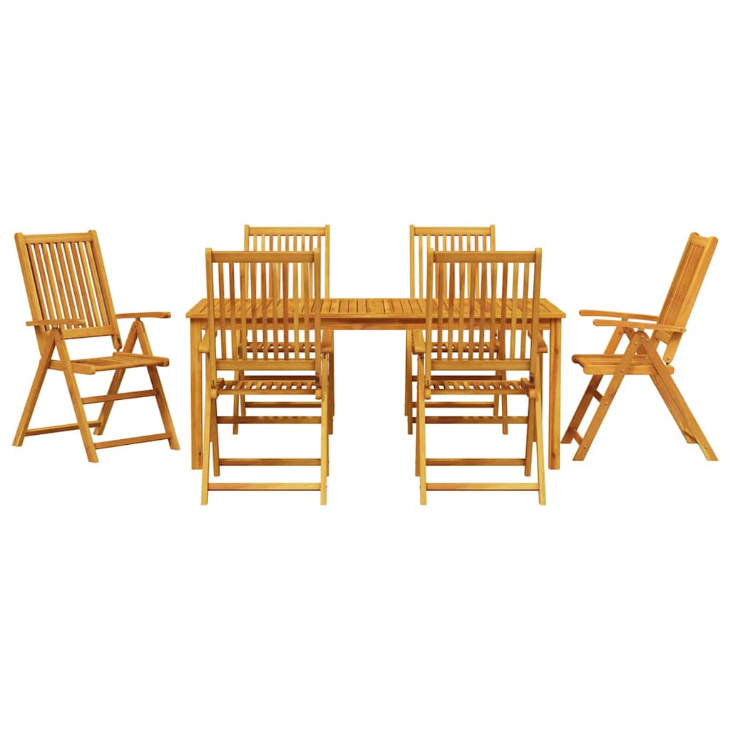 Hage Spisegruppe Sammenleggbar 7 pcs Brun Solid akasietre