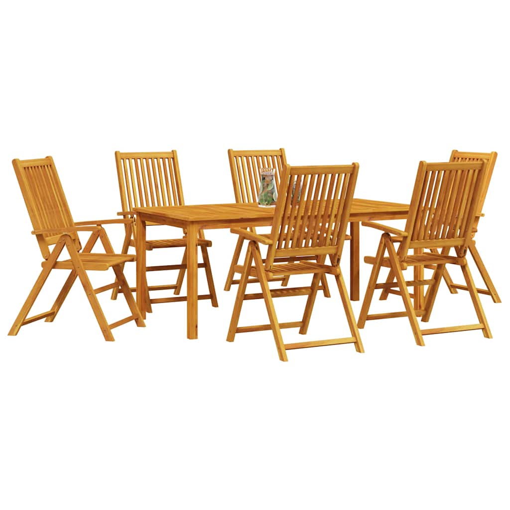 Hage Spisegruppe Sammenleggbar 7 pcs Brun Solid akasietre