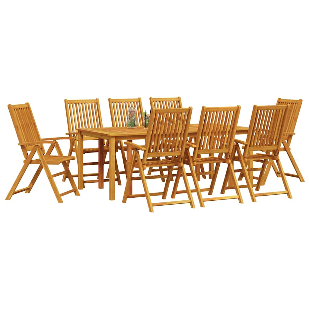 Hage Spisegruppe Sammenleggbar 9 pcs Brun Solid akasietre