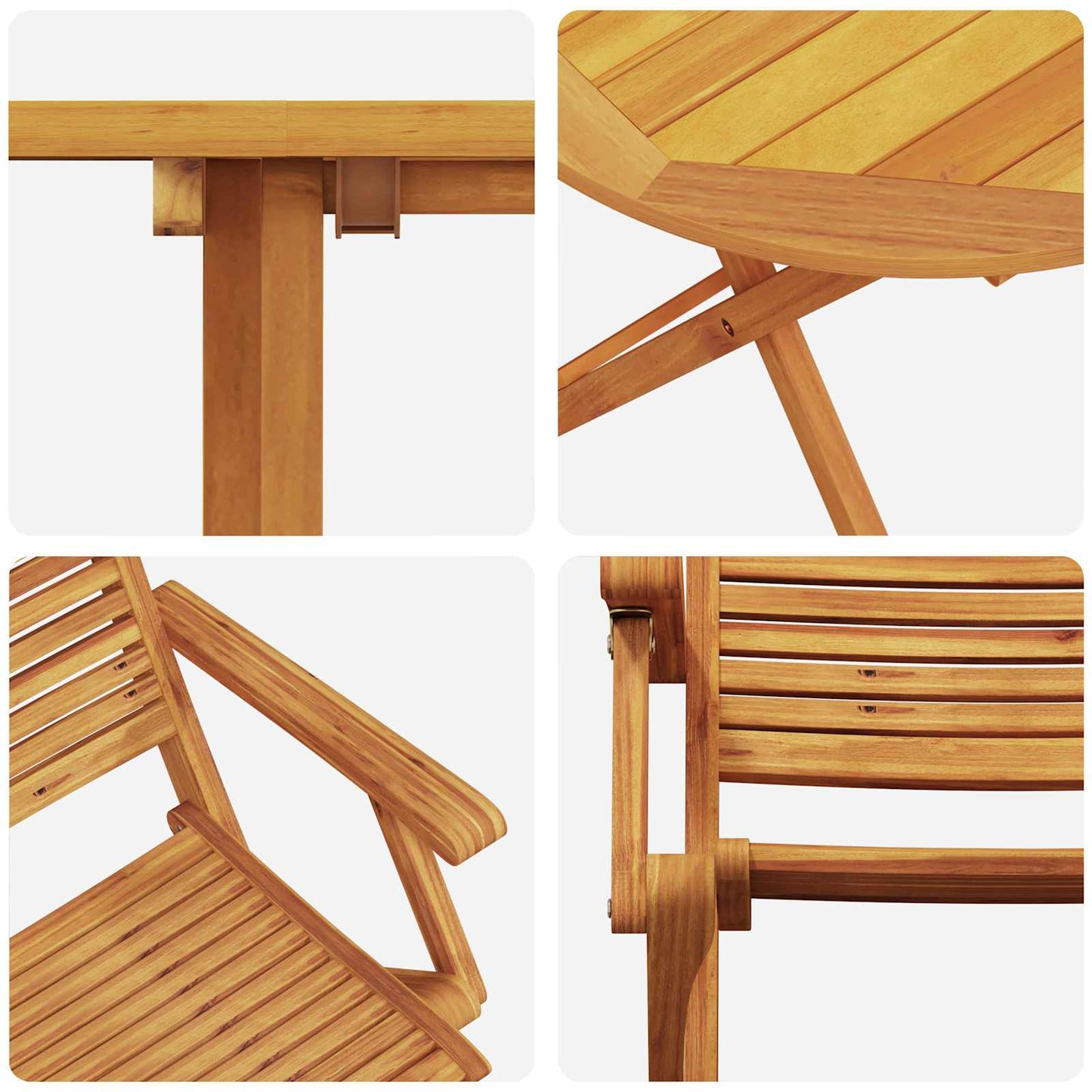 Sammenleggbart Bistrosett 3 pcs Brun Solid akasietre