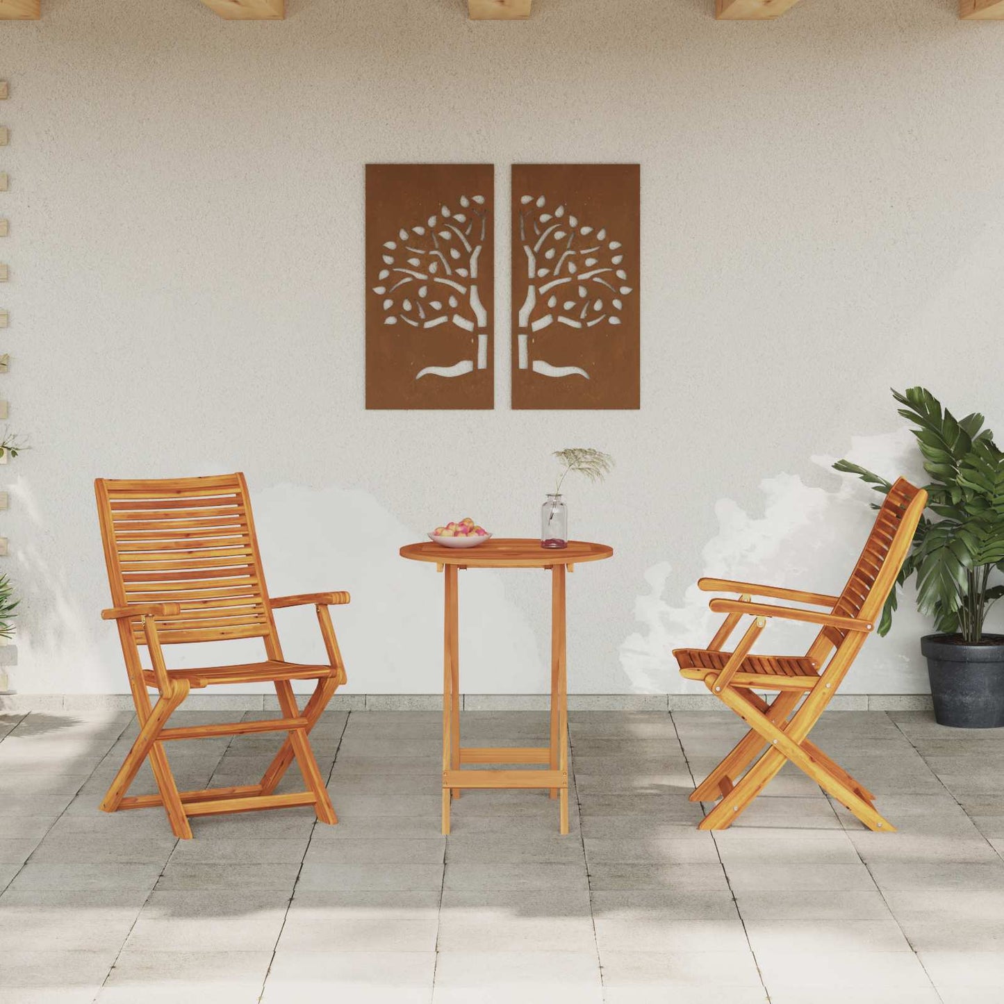 Sammenleggbart Bistrosett 3 pcs Brun Solid akasietre