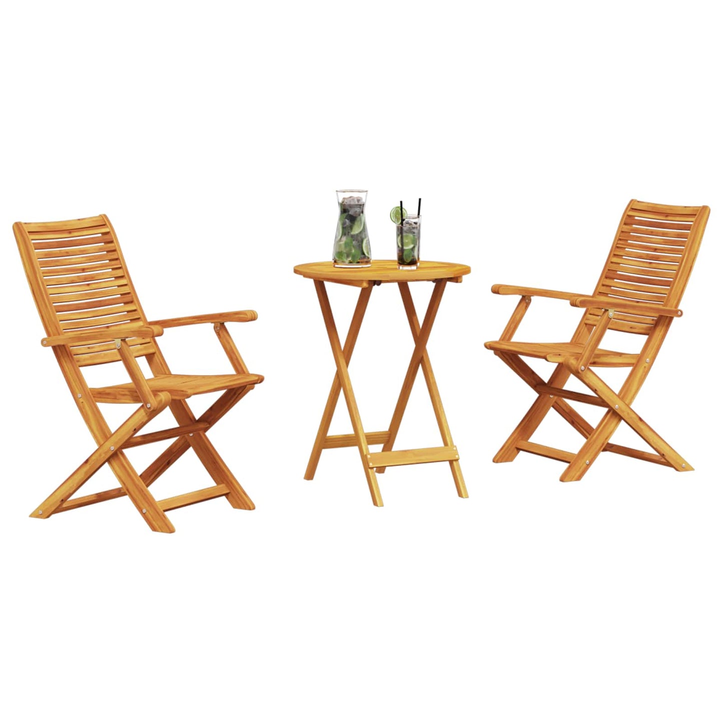 Sammenleggbart Bistrosett 3 pcs Brun Solid akasietre