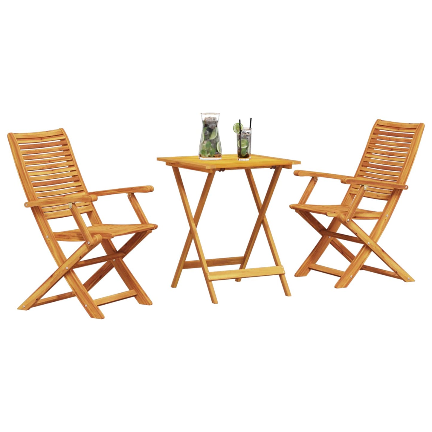 Sammenleggbart Bistrosett 3 pcs Brun Solid akasietre
