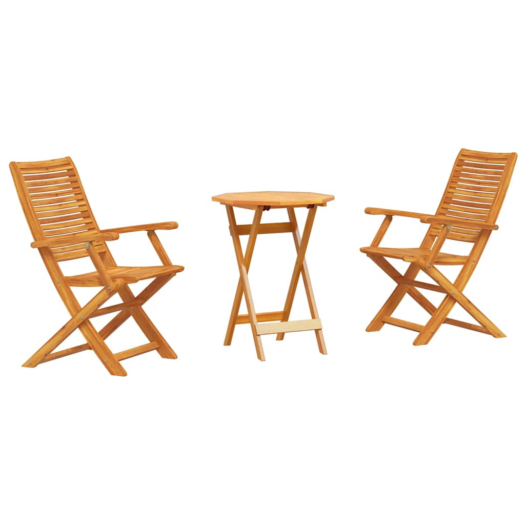 Sammenleggbart Bistrosett 3 pcs Brun Solid akasietre