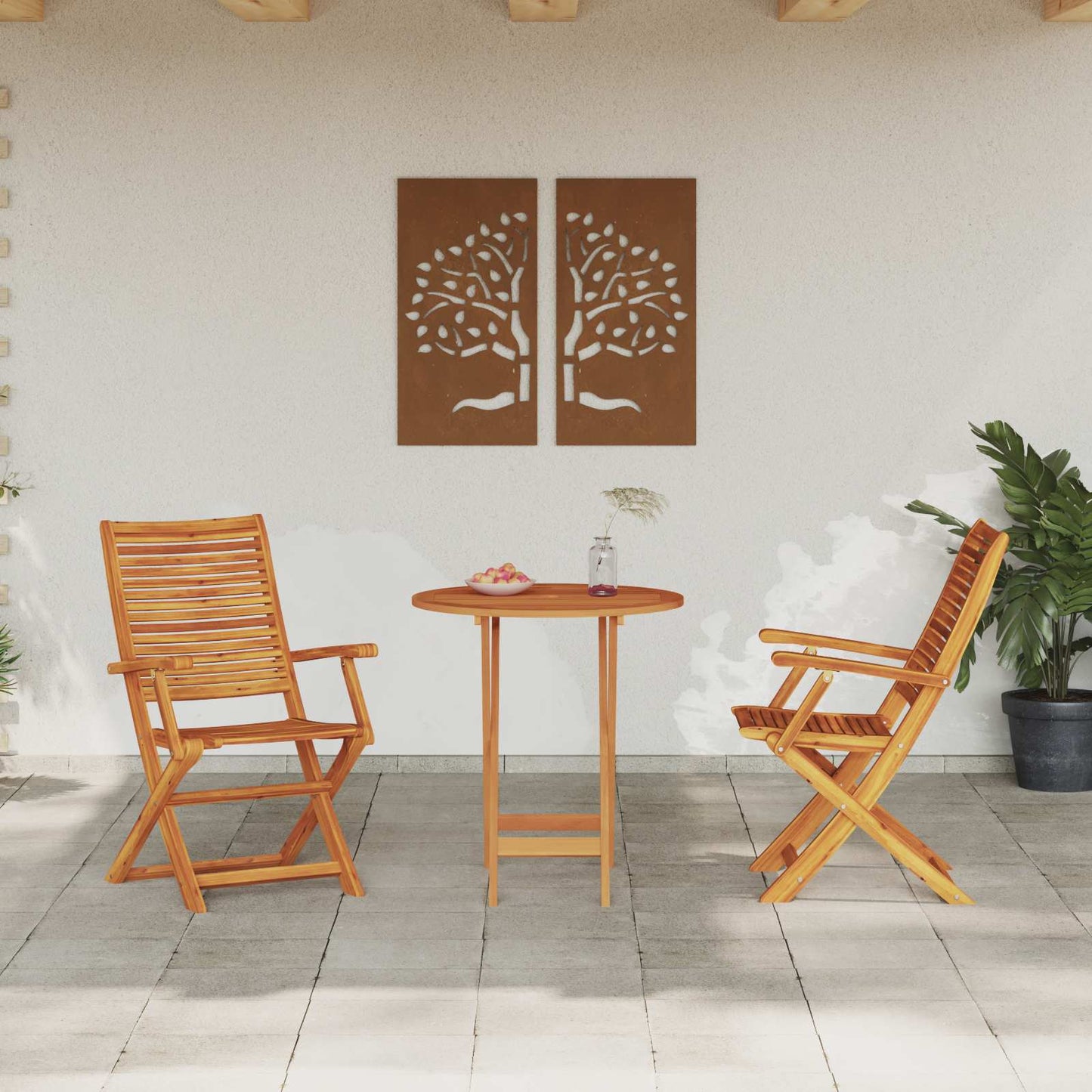 Sammenleggbart Bistrosett 3 pcs Brun Solid akasietre