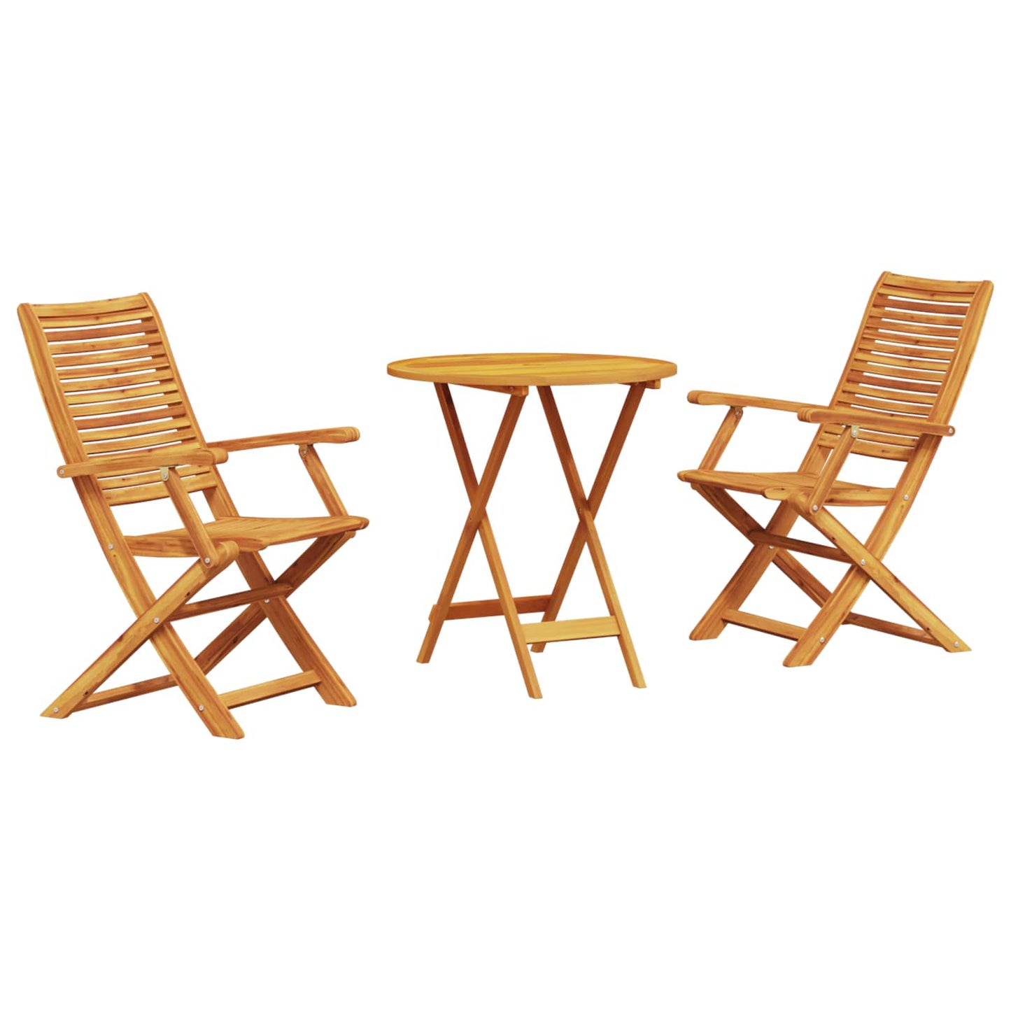 Sammenleggbart Bistrosett 3 pcs Brun Solid akasietre
