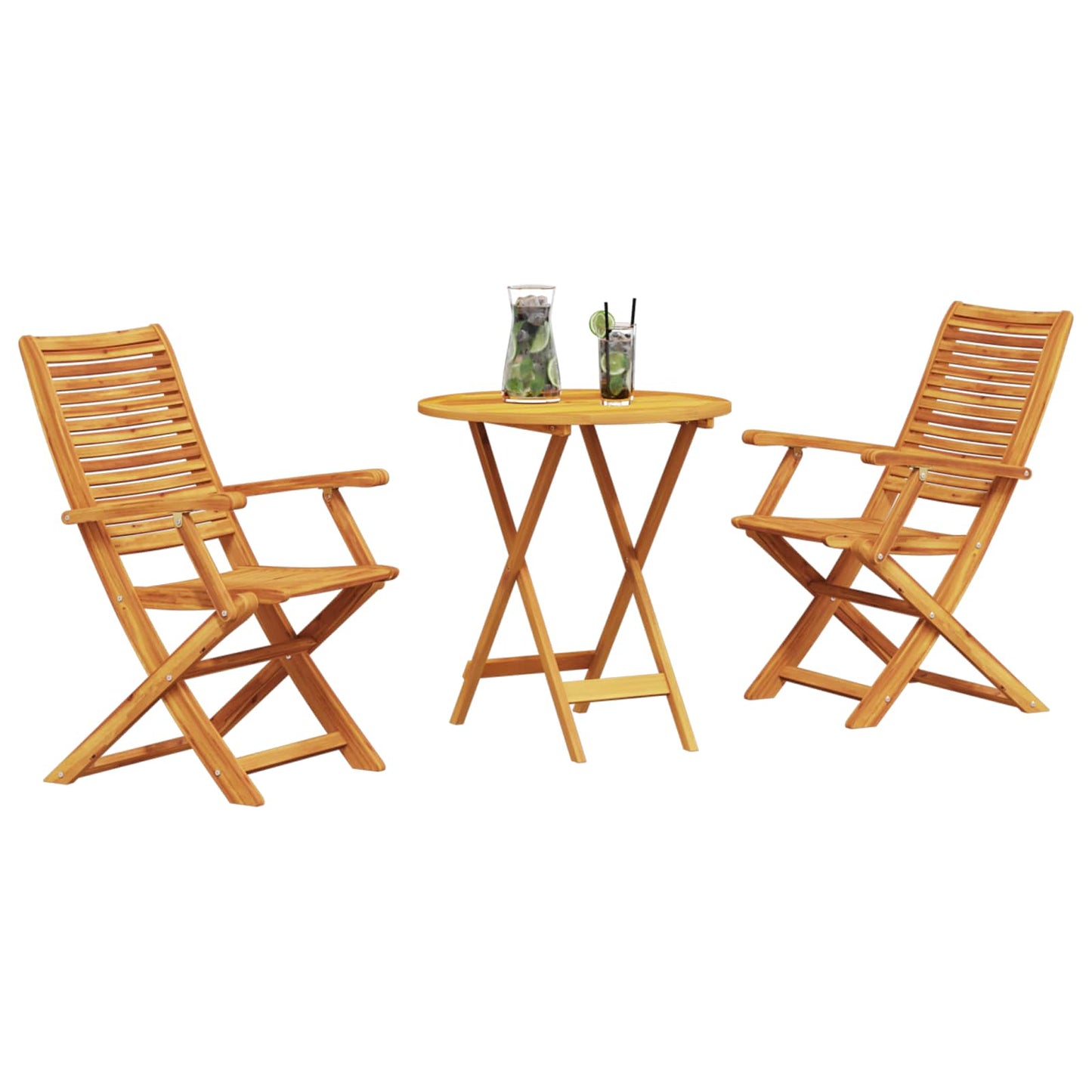 Sammenleggbart Bistrosett 3 pcs Brun Solid akasietre