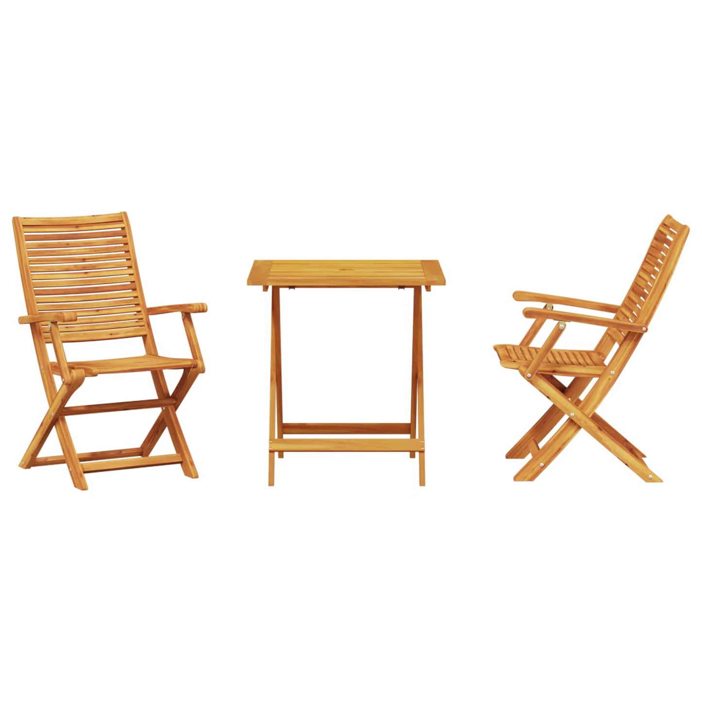 Sammenleggbart Bistrosett 3 pcs Brun Solid akasietre