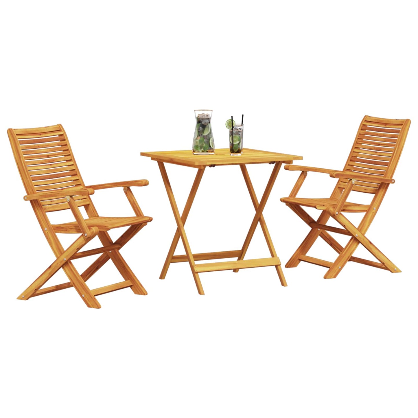 Sammenleggbart Bistrosett 3 pcs Brun Solid akasietre